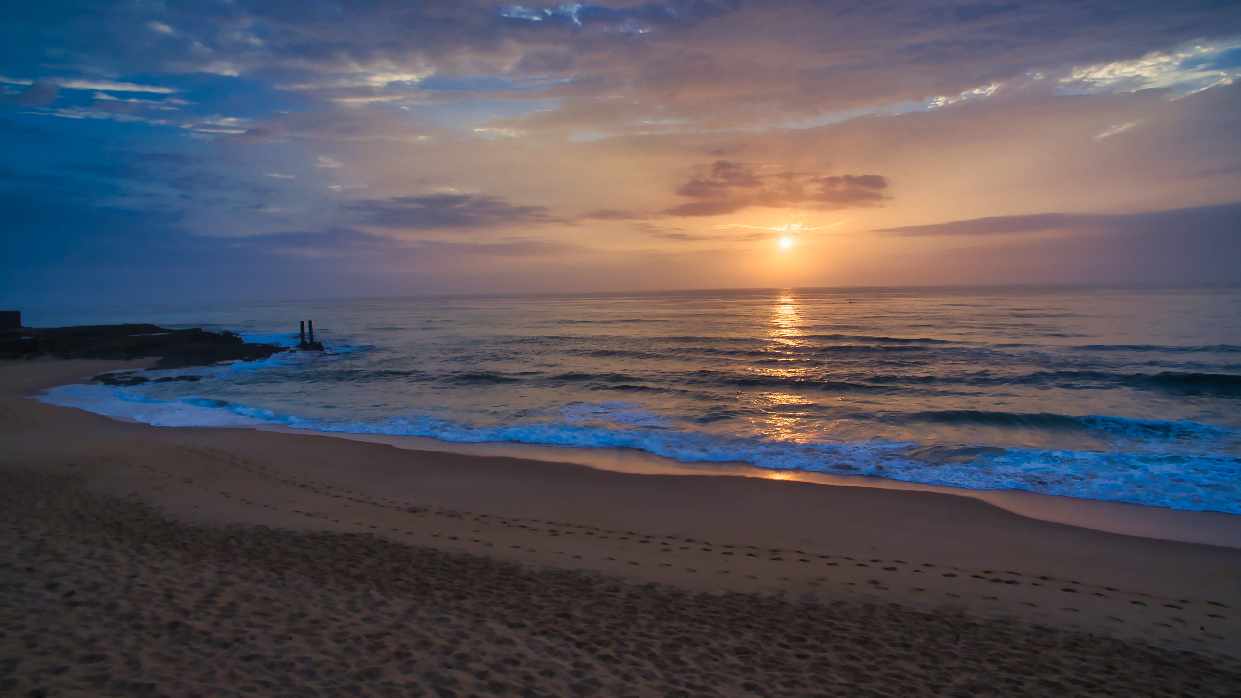 Фото бесплатно обои закат, пляж, волны