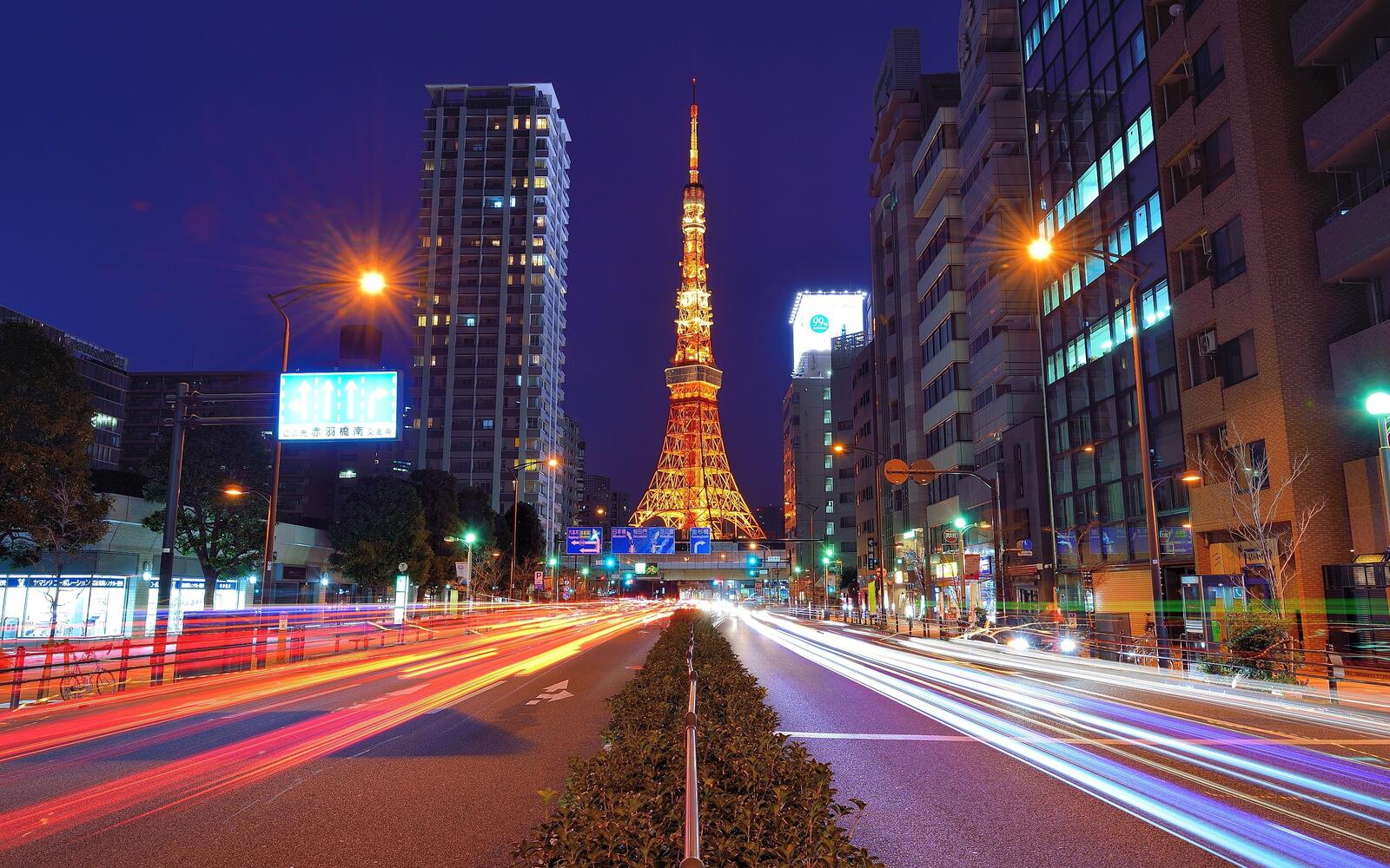 Обои обои япония башня токио ночной город на рабочий стол
