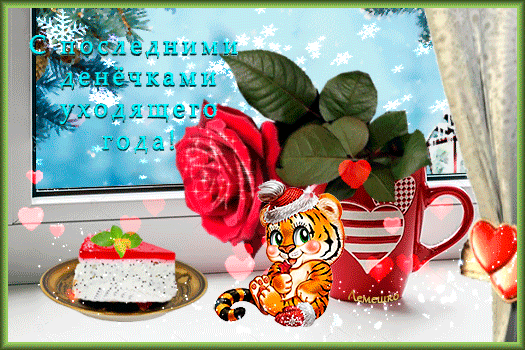 Postcard card red rose tiger cub saucer - free greetings on Fonwall
