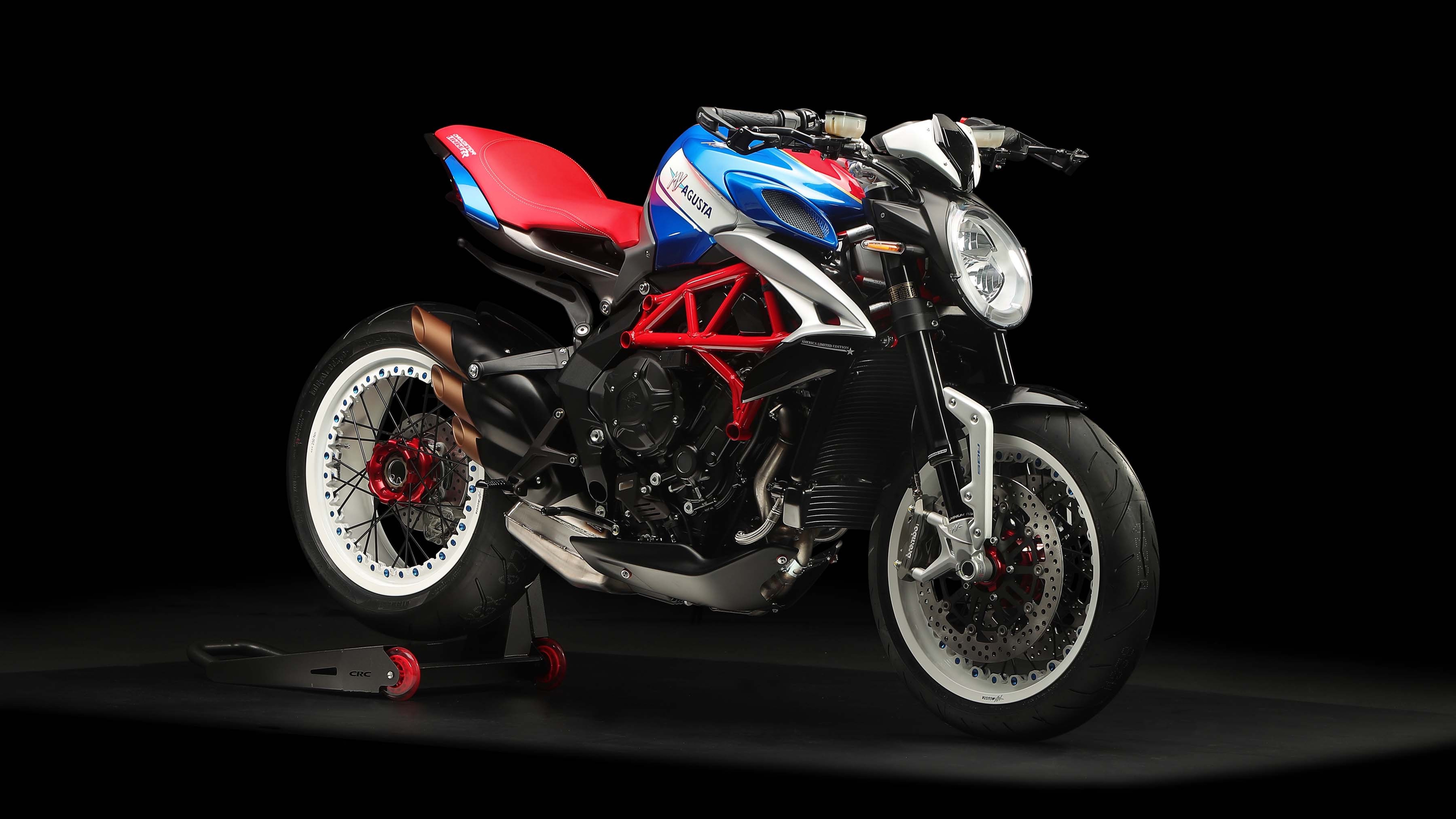 Motorcycle mv agusta dragster 800 rr america on black background