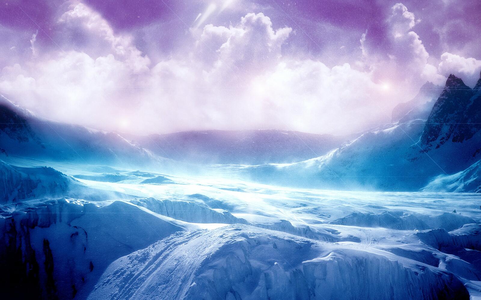 Wallpapers wave mountains clouds on the desktop