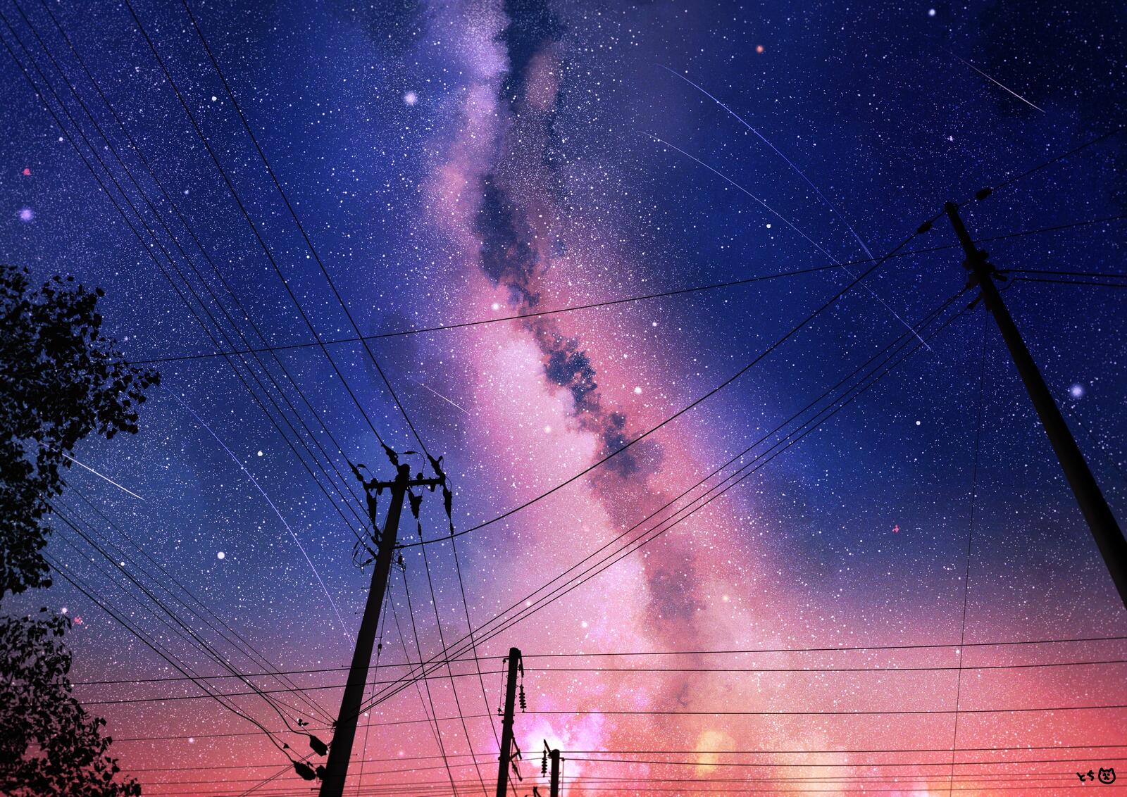 Wallpapers anime landscape night starry sky on the desktop