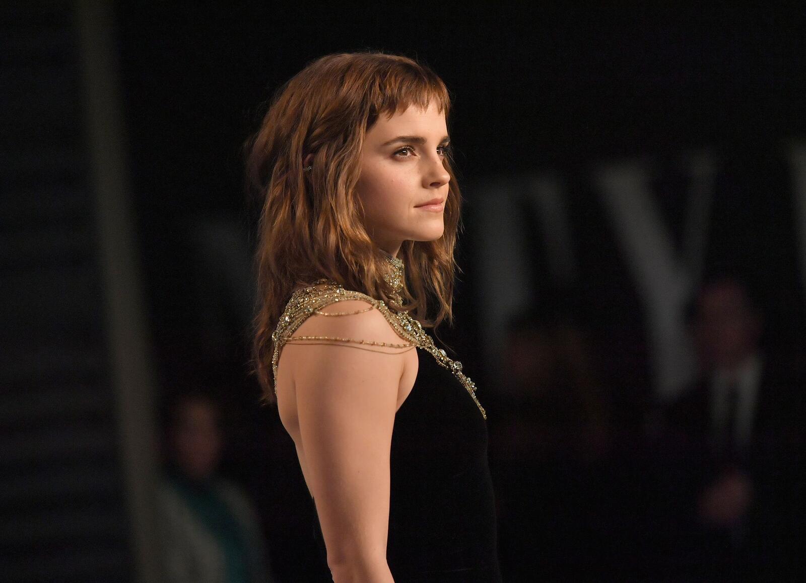 Wallpapers Emma Watson black dress brunette on the desktop