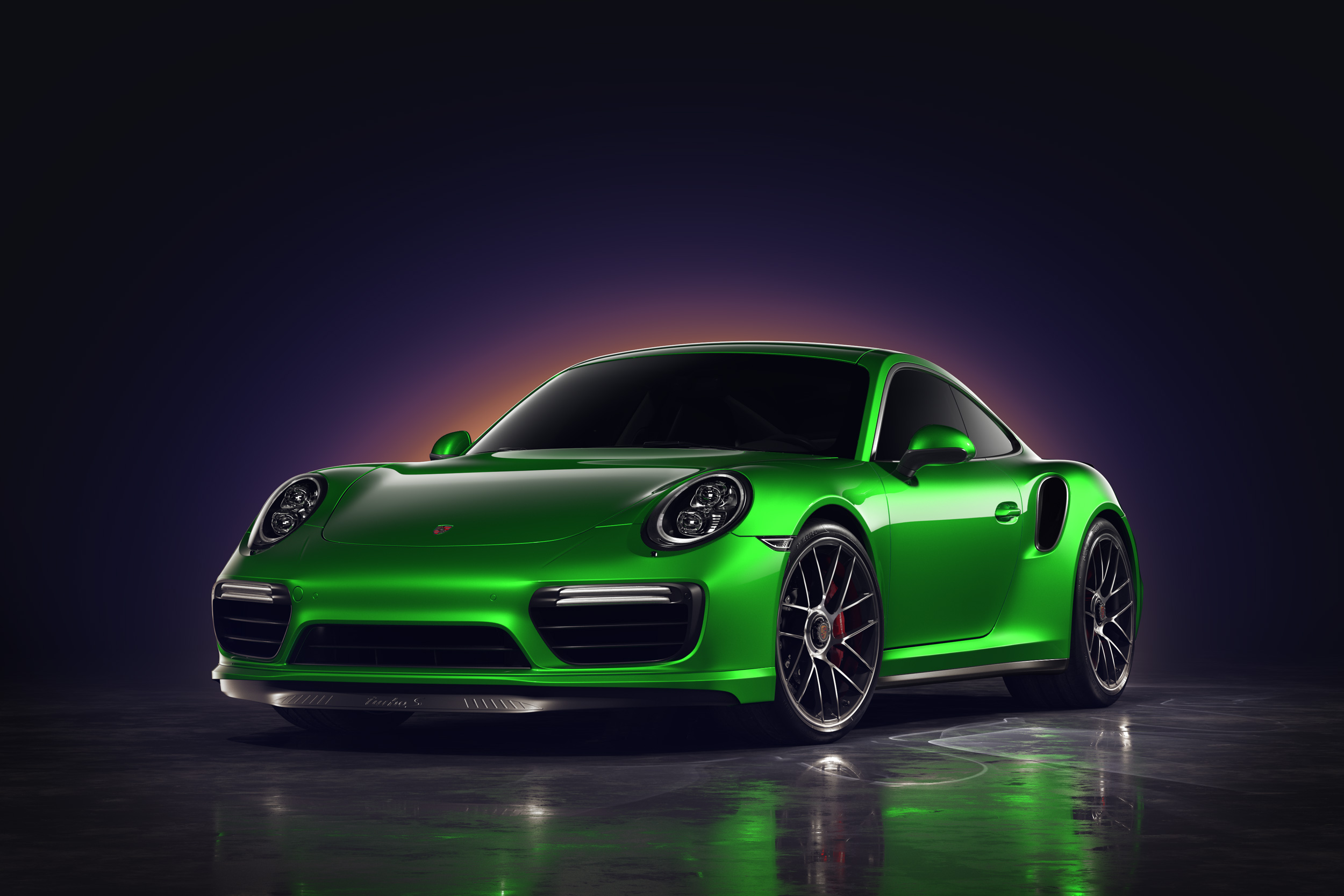 Фото бесплатно вид спереди, зеленый порш, Porsche