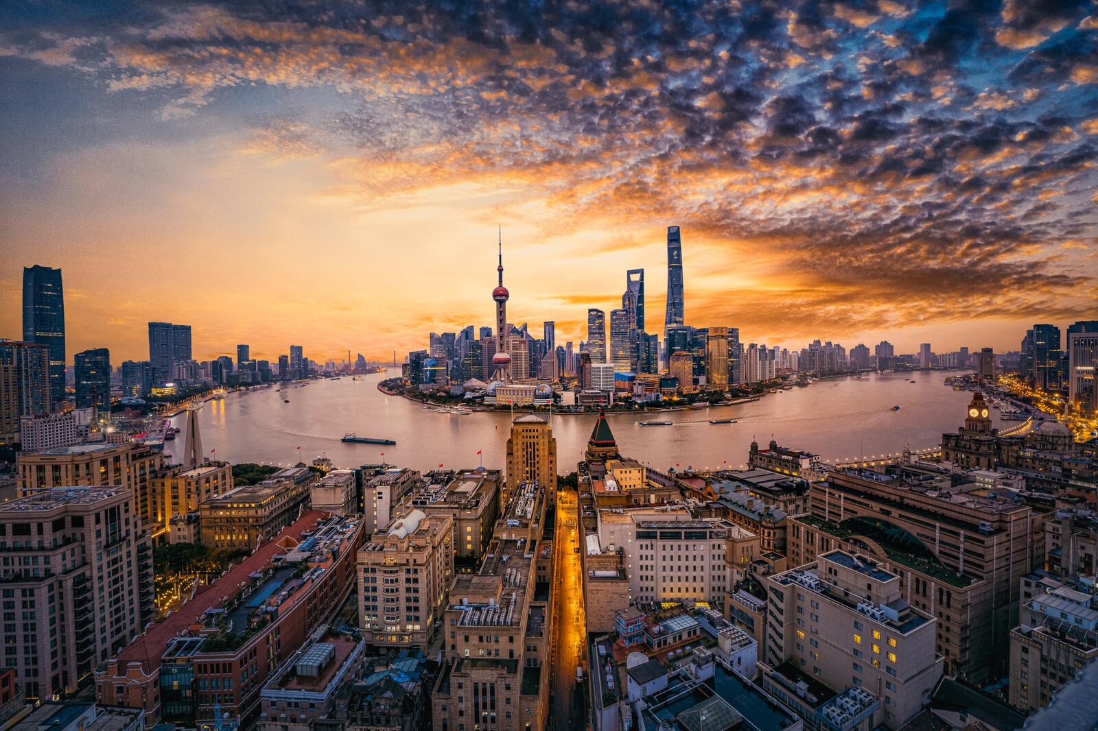 Wallpapers Shanghai China sunset on the desktop