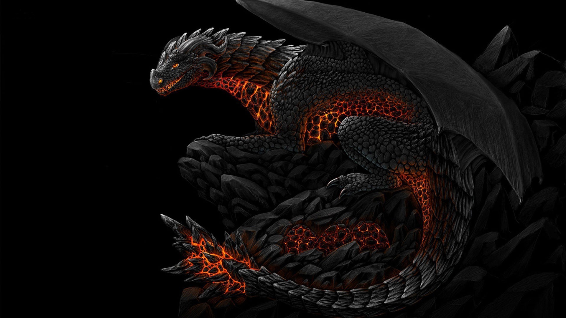 Wallpapers fire dragon artwork on the desktop
