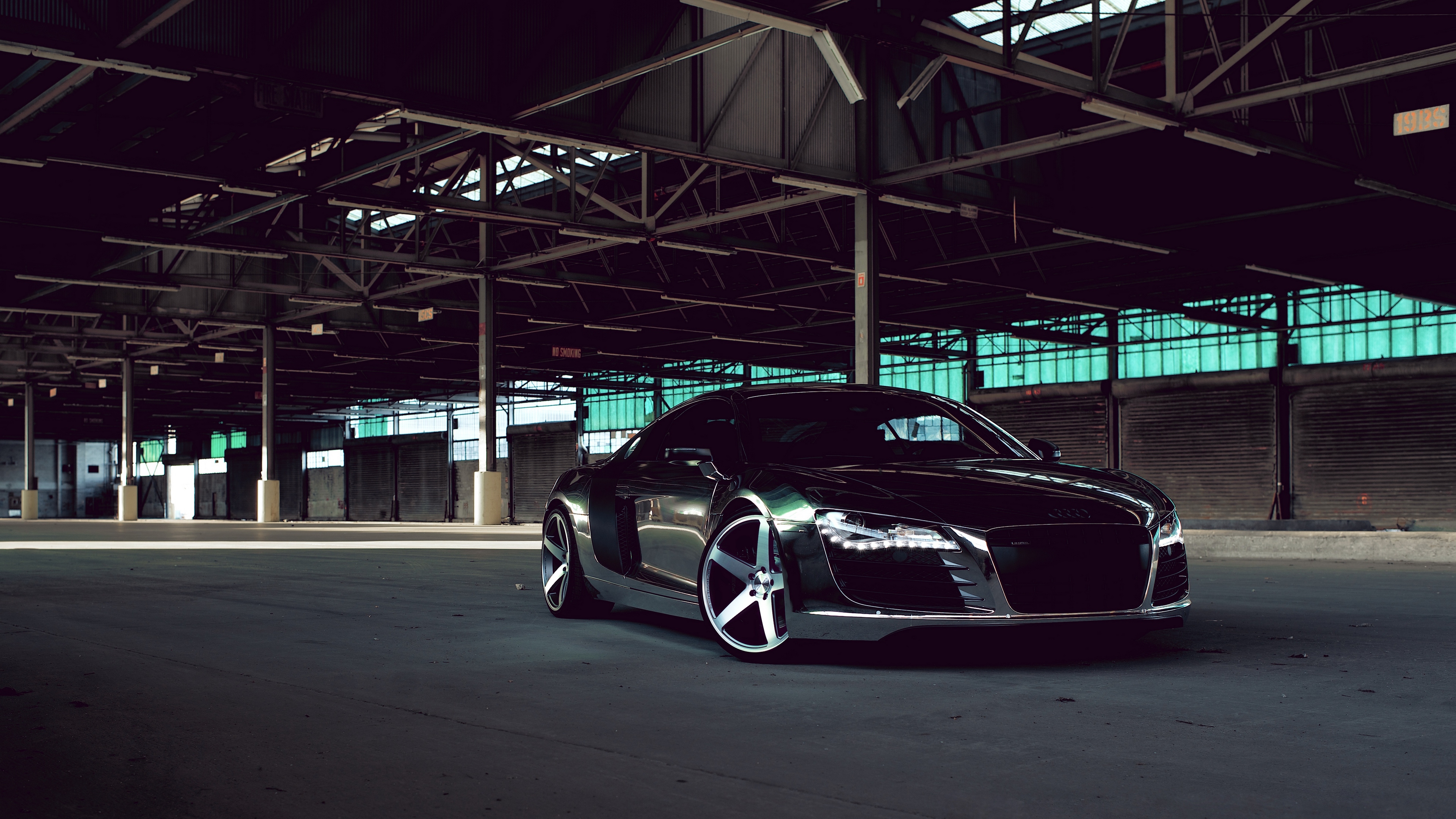 Фото бесплатно Wallpaper Audi R8 Chrome, черный, спортивные автомобили