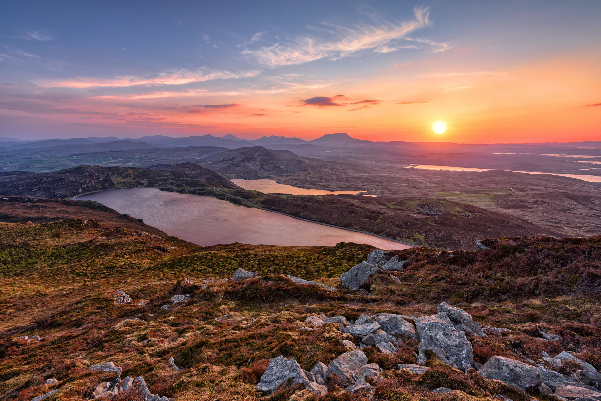 Фото закат озеро Ирландия - бесплатные картинки на Fonwall