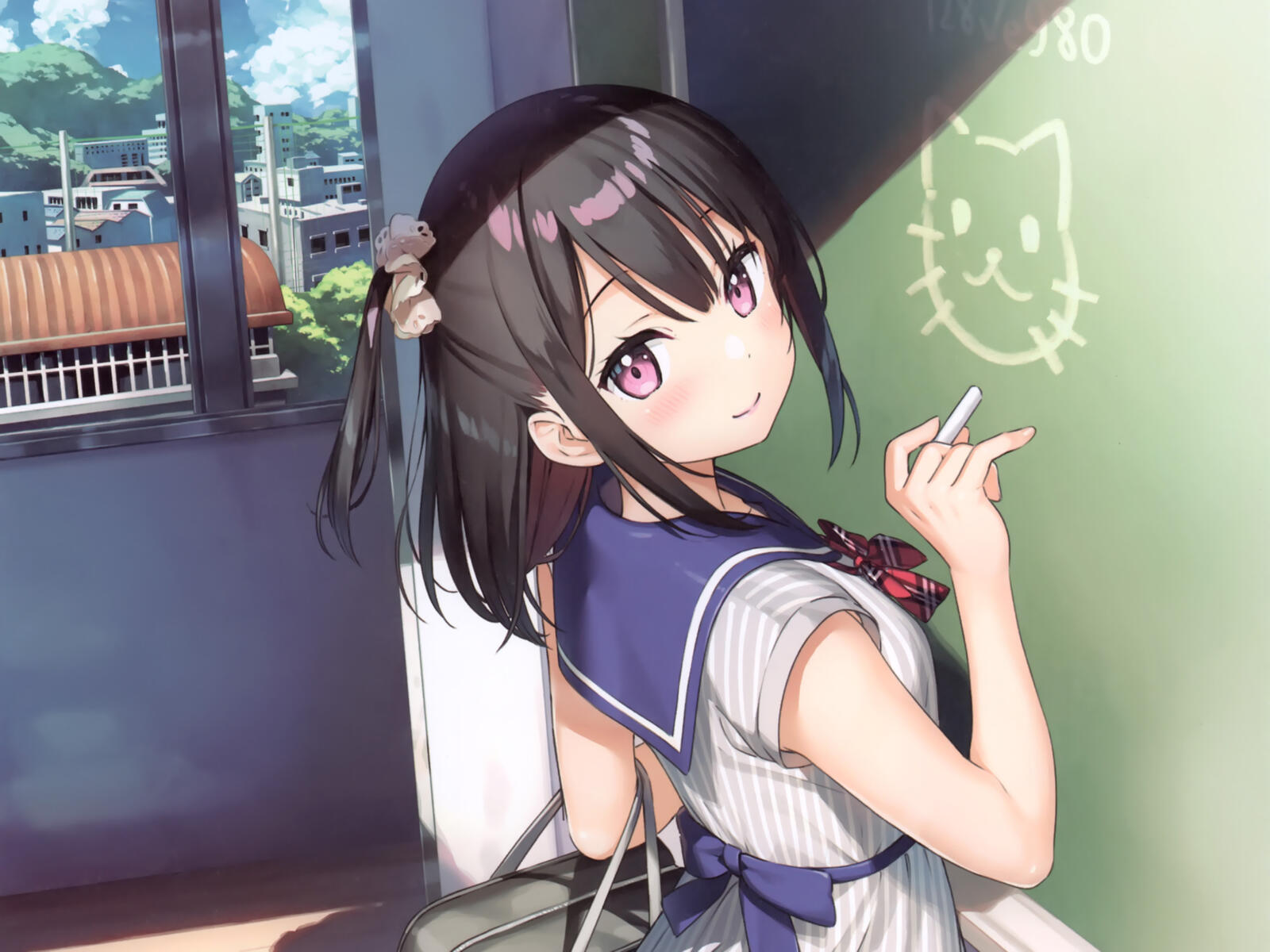 Wallpapers wallpaper anime school girl cute school uniform on the desktop