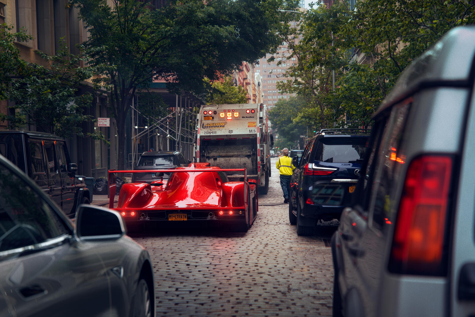 Wallpapers cars red car city on the desktop