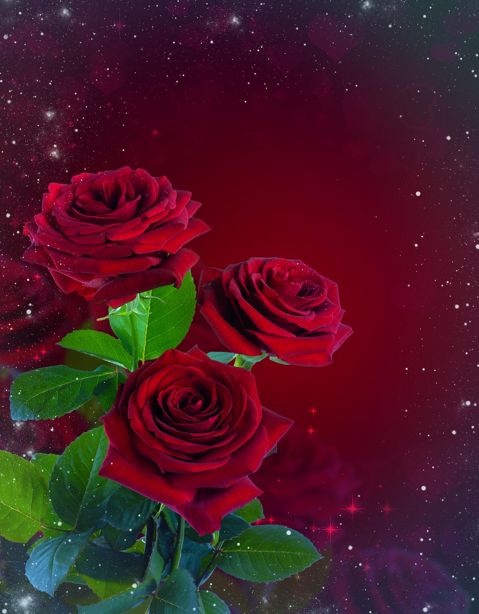 Бесплатное фото Открытка с красными розами