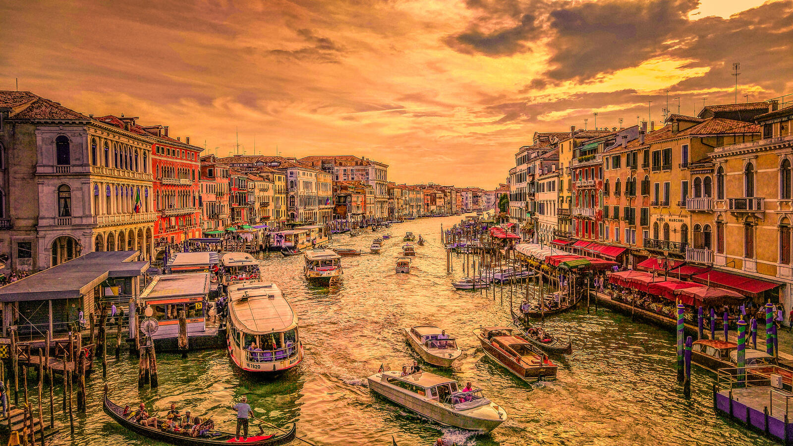 Wallpapers sunset Venice buildings on the desktop