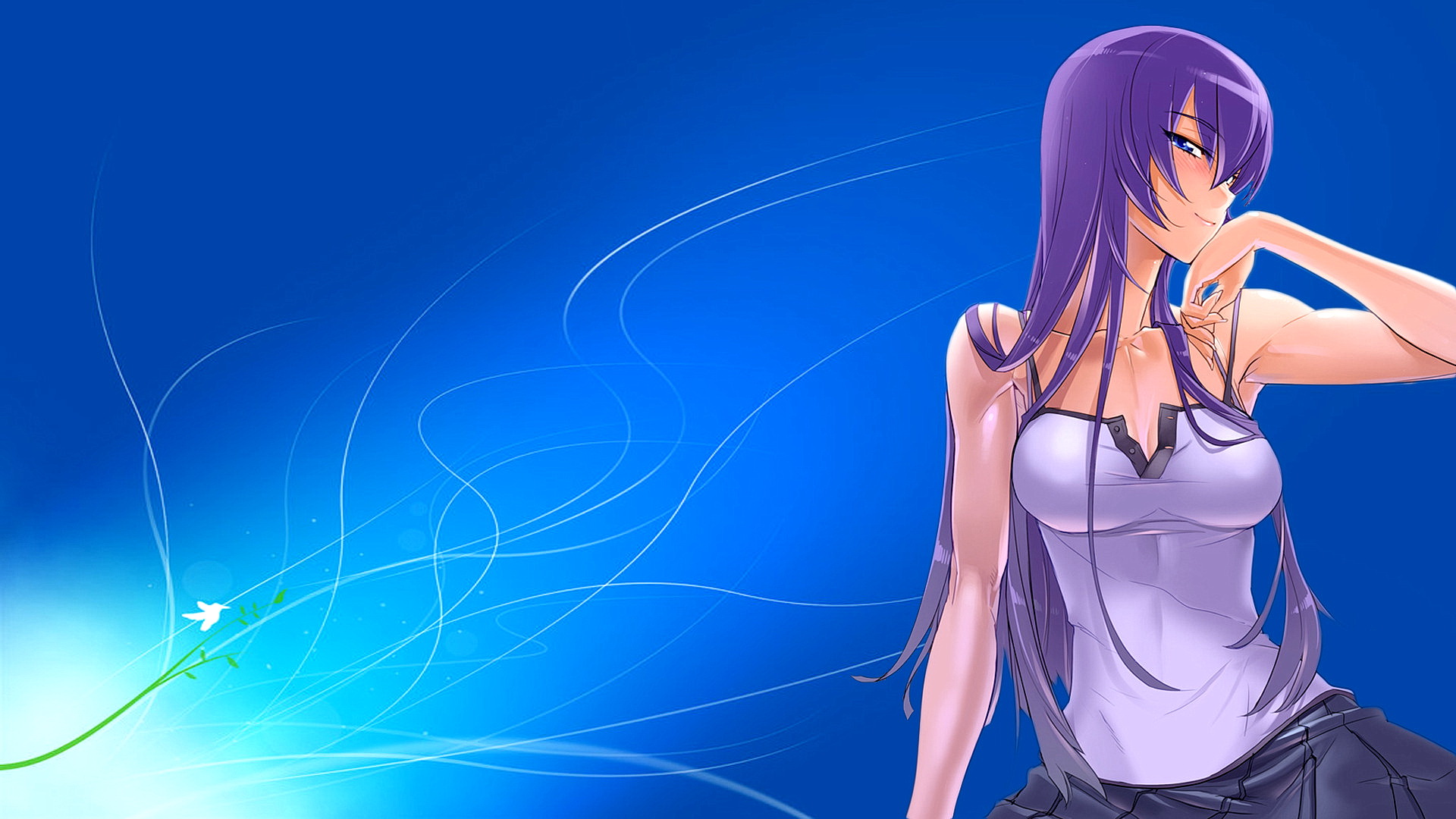 Рисунок девушки с фиолетовыми волосами