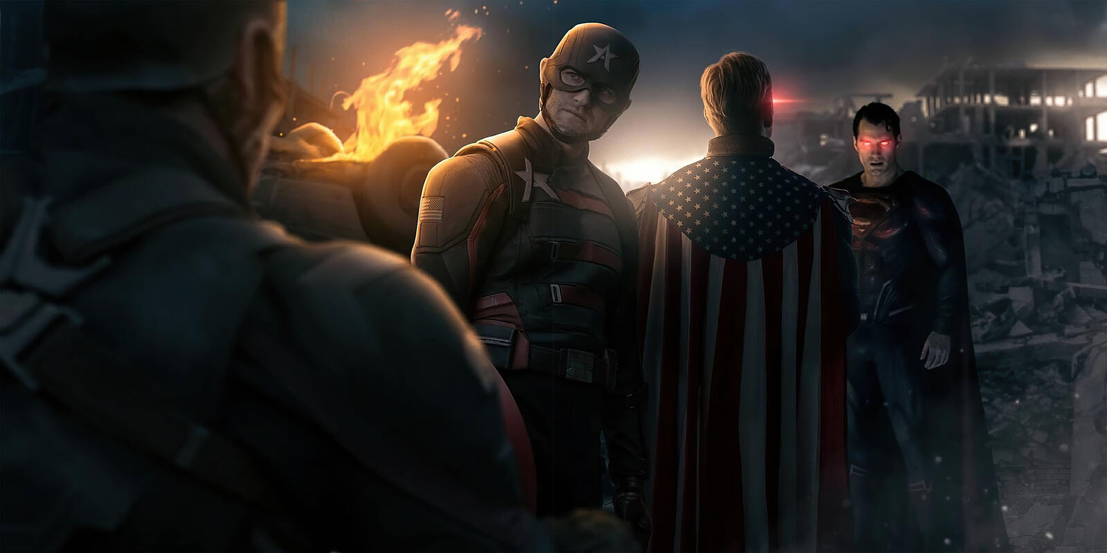 桌面上的壁纸美国队长 超人 超级英雄