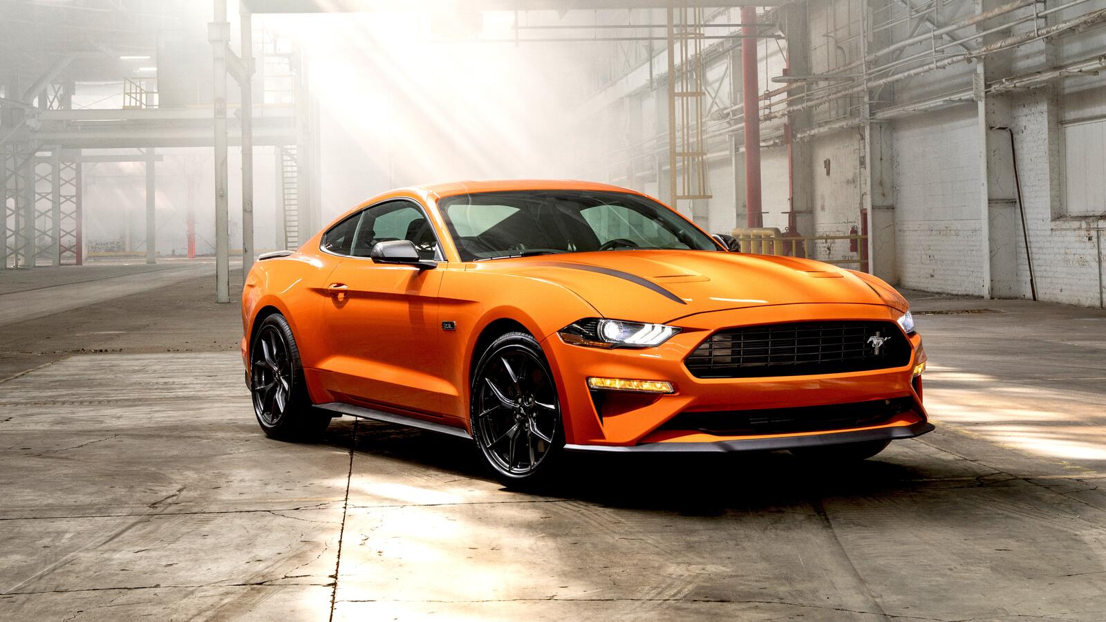 Wallpapers orange Ford Mustang muscle cars on the desktop