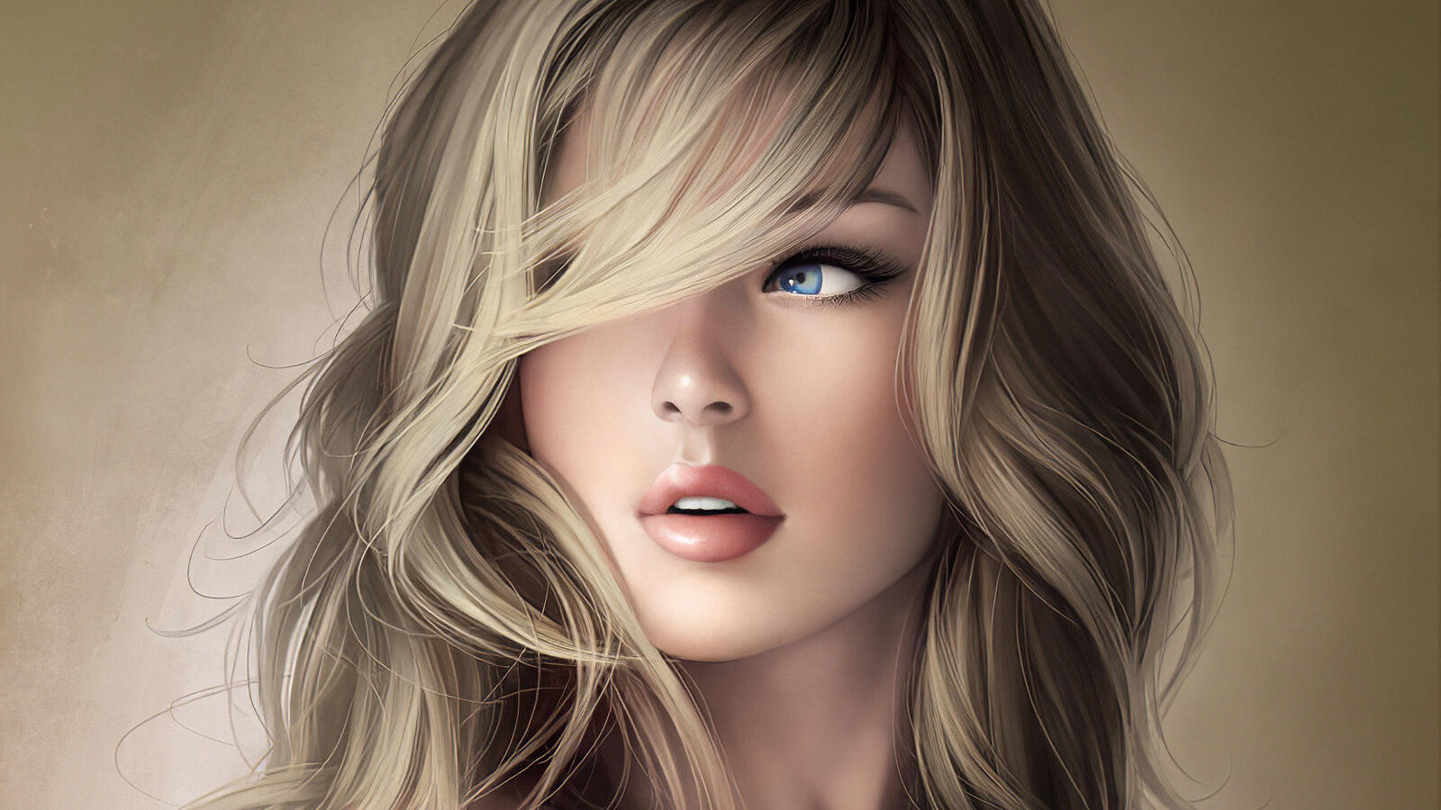 Free photo Rendered portrait of a blonde girl