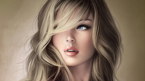 Rendered portrait of a blonde girl