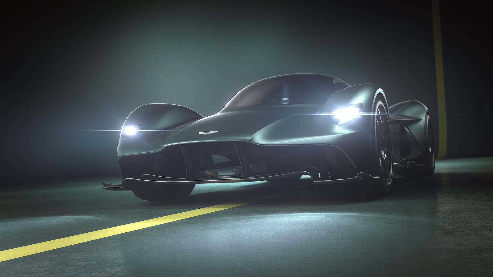 Wallpapers aston martin valkyrie black front view on the desktop