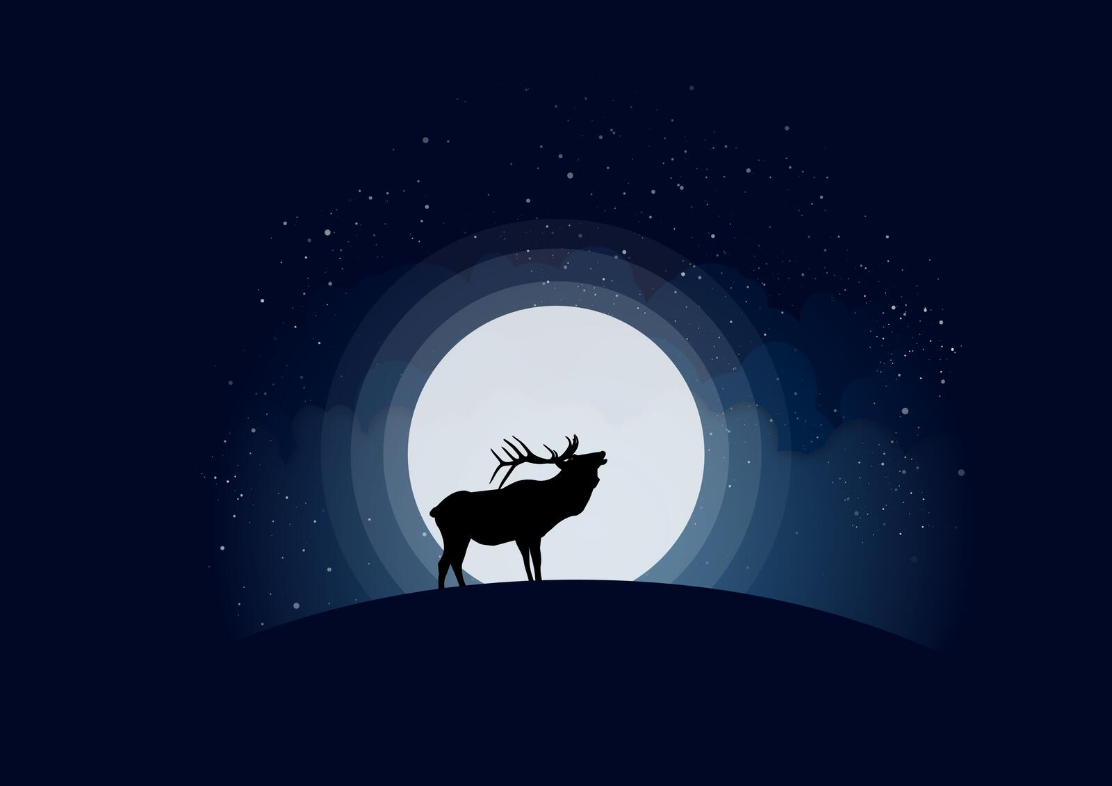 Wallpapers deer moon vector on the desktop