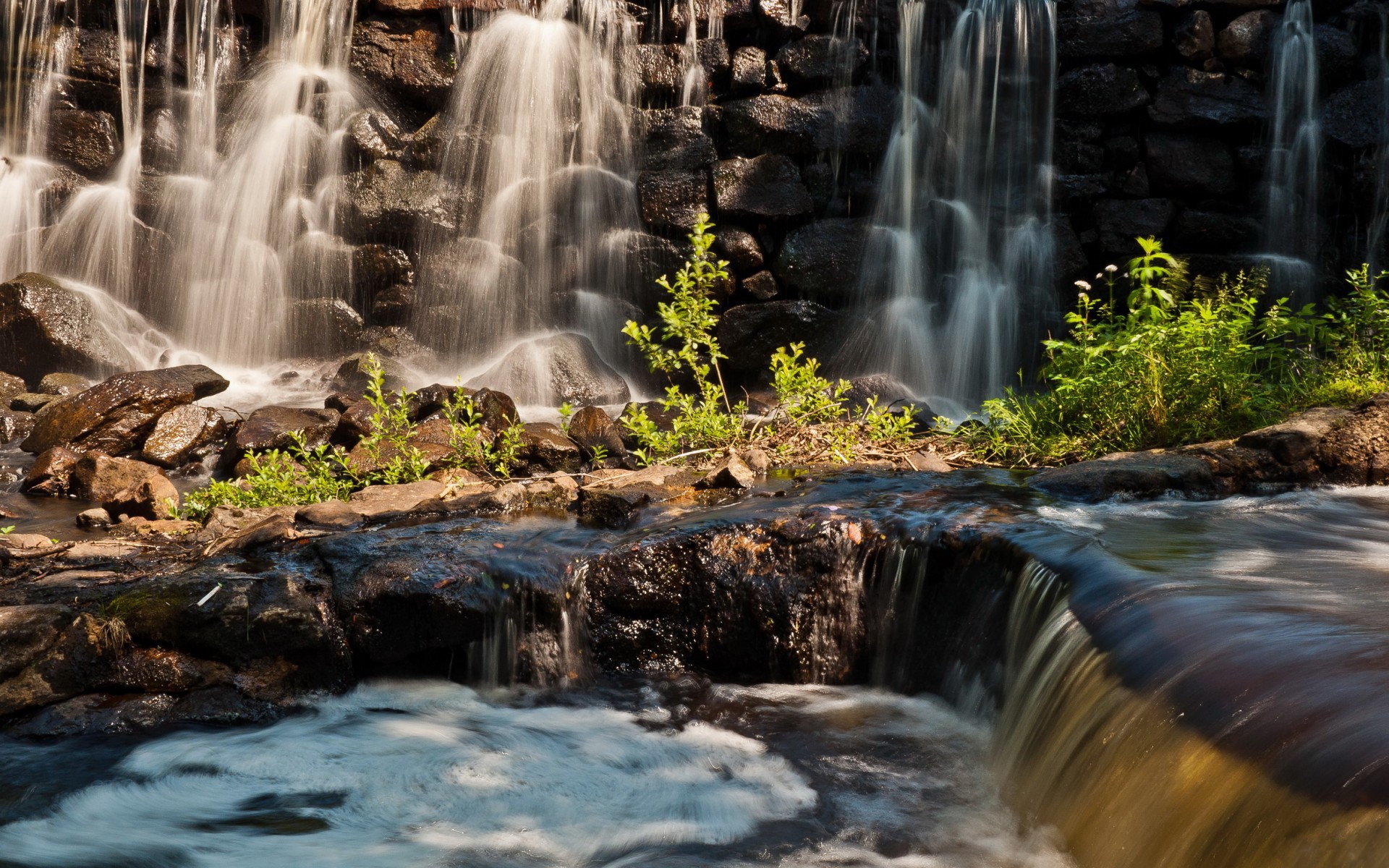 Фото бесплатно обои водопад, скалы, камни