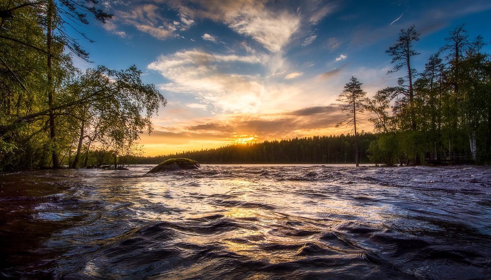 Обои Финляндия река деревья на рабочий стол