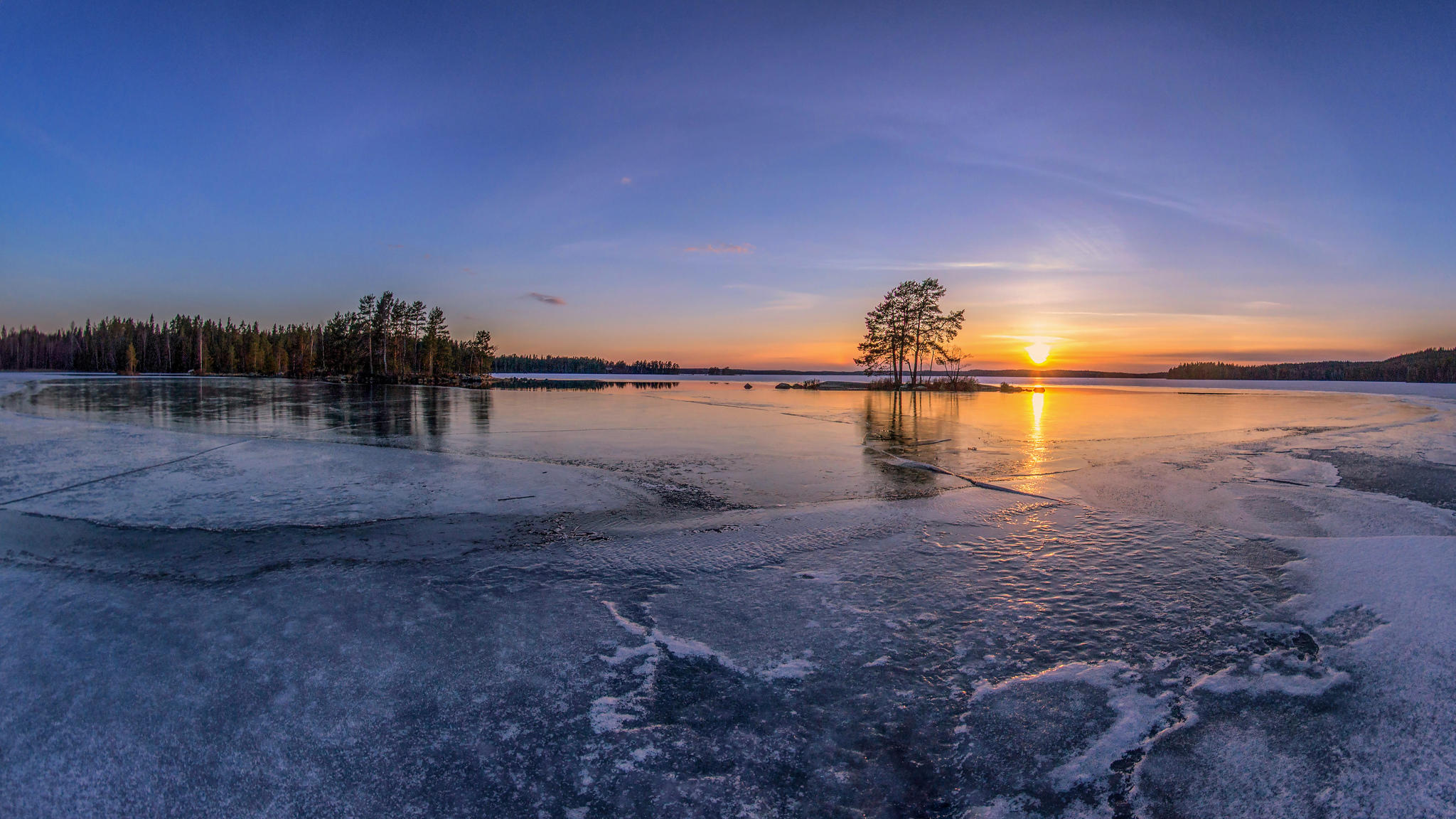Wallpapers sunset Finland ice on the desktop