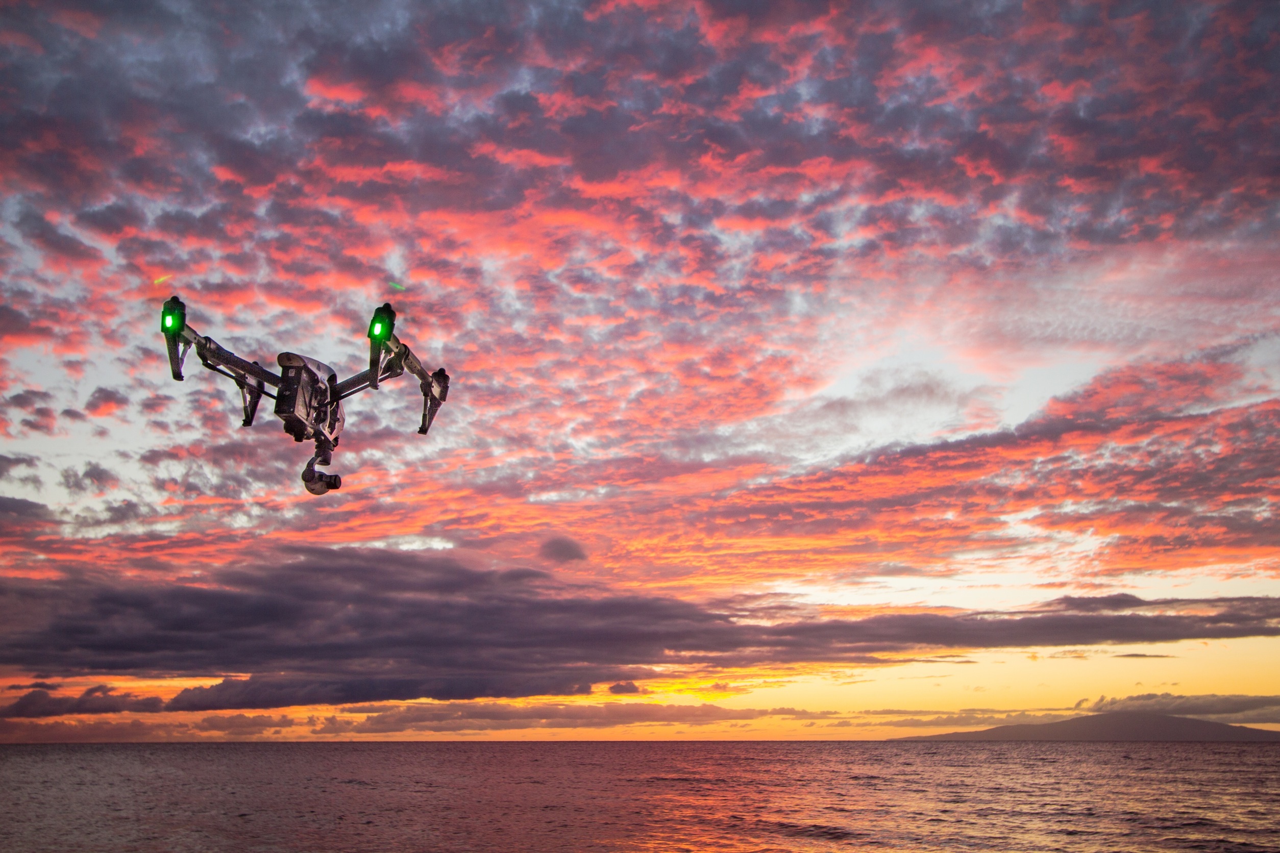 Photo free drone, sea, sunrise