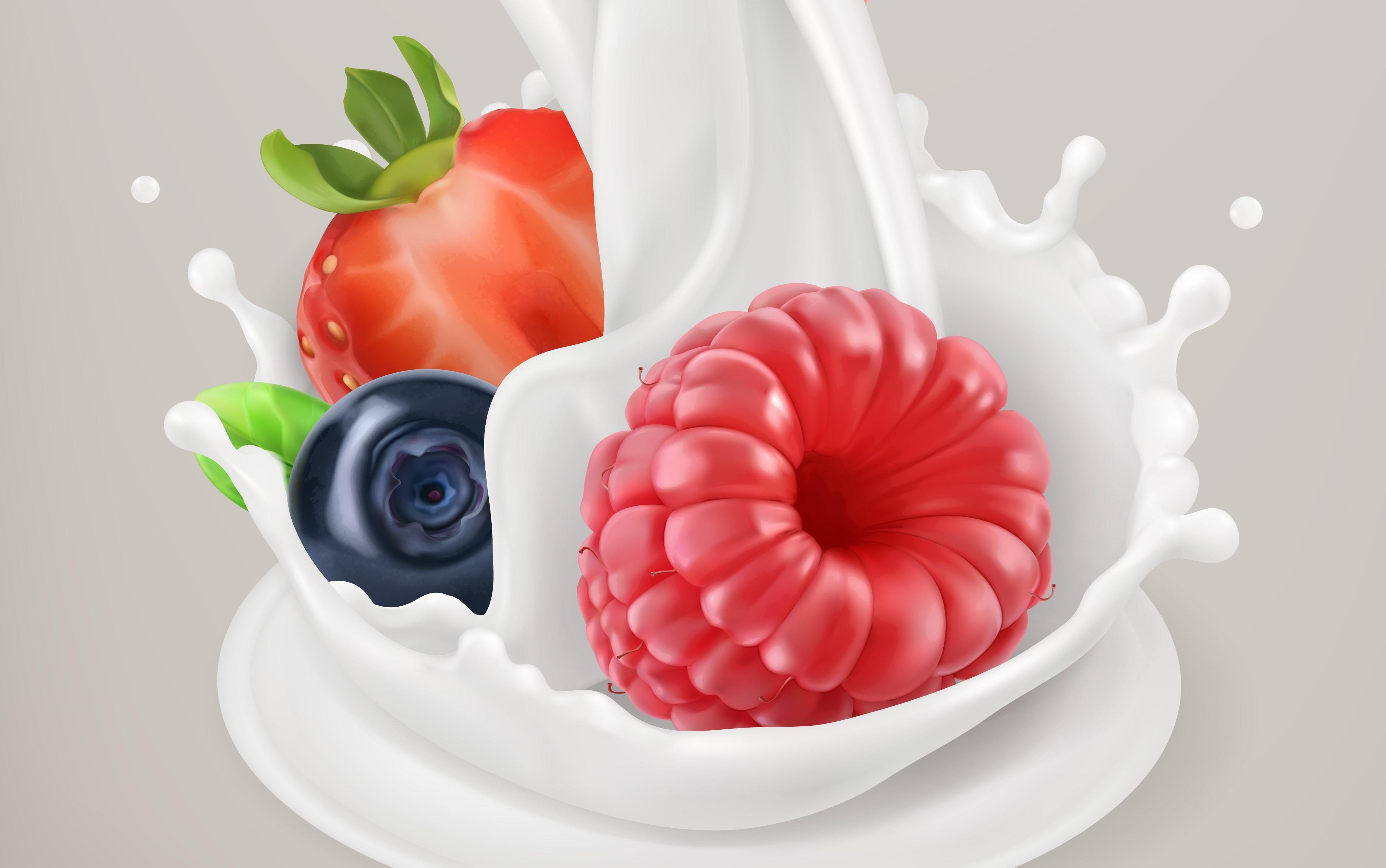 Фото бесплатно молоко, брызги, ягоды