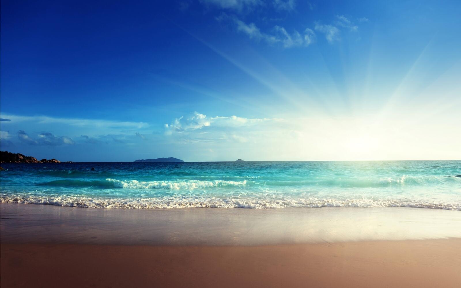 Бесплатное фото Солнечное утро на берегу моря