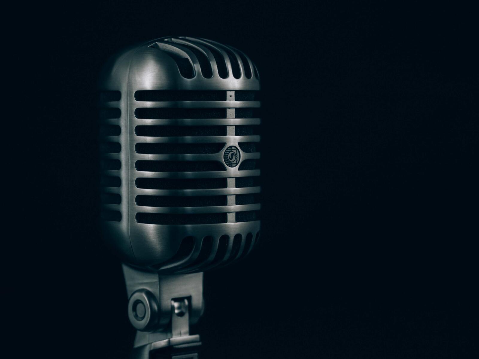 Wallpapers music black and white microphone on the desktop