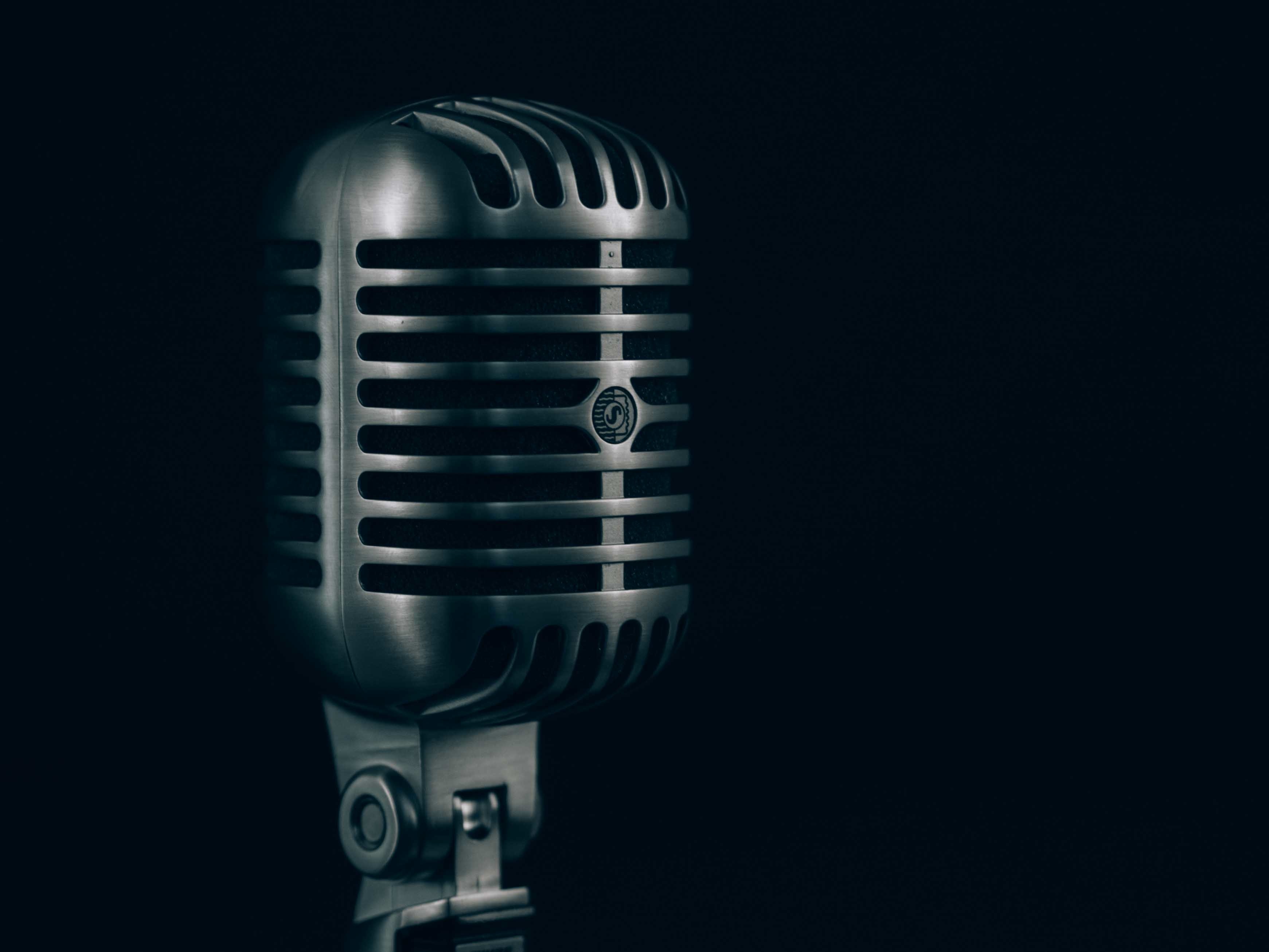 Wallpapers music black and white microphone on the desktop