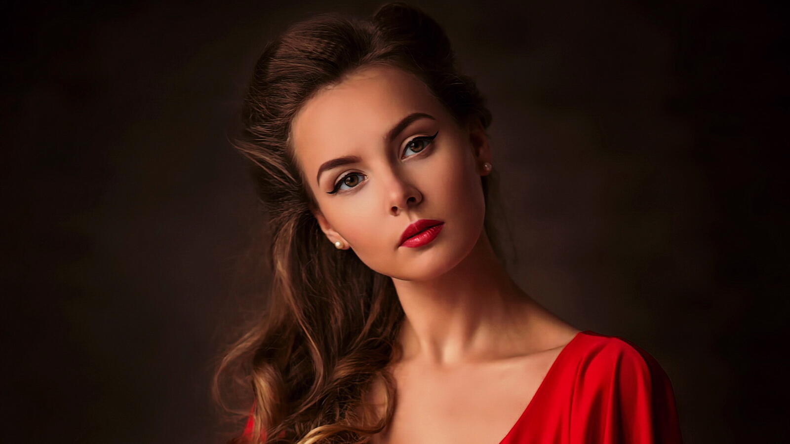 Бесплатное фото Портрет девушка в красном