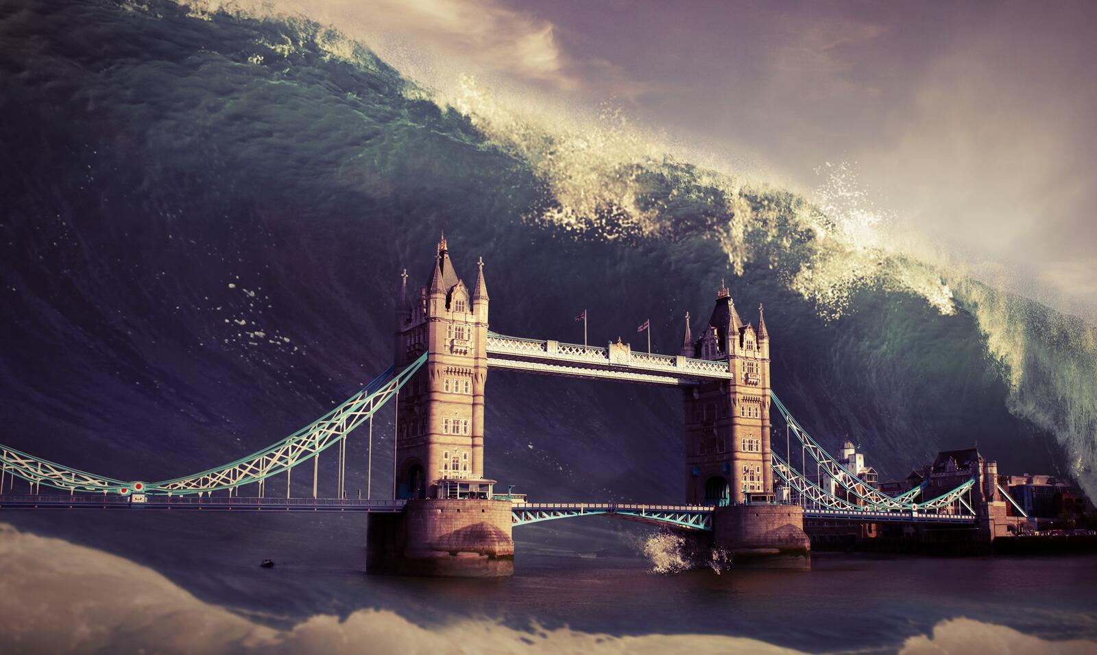 Обои Лондон апокалипсис цунами на рабочий стол