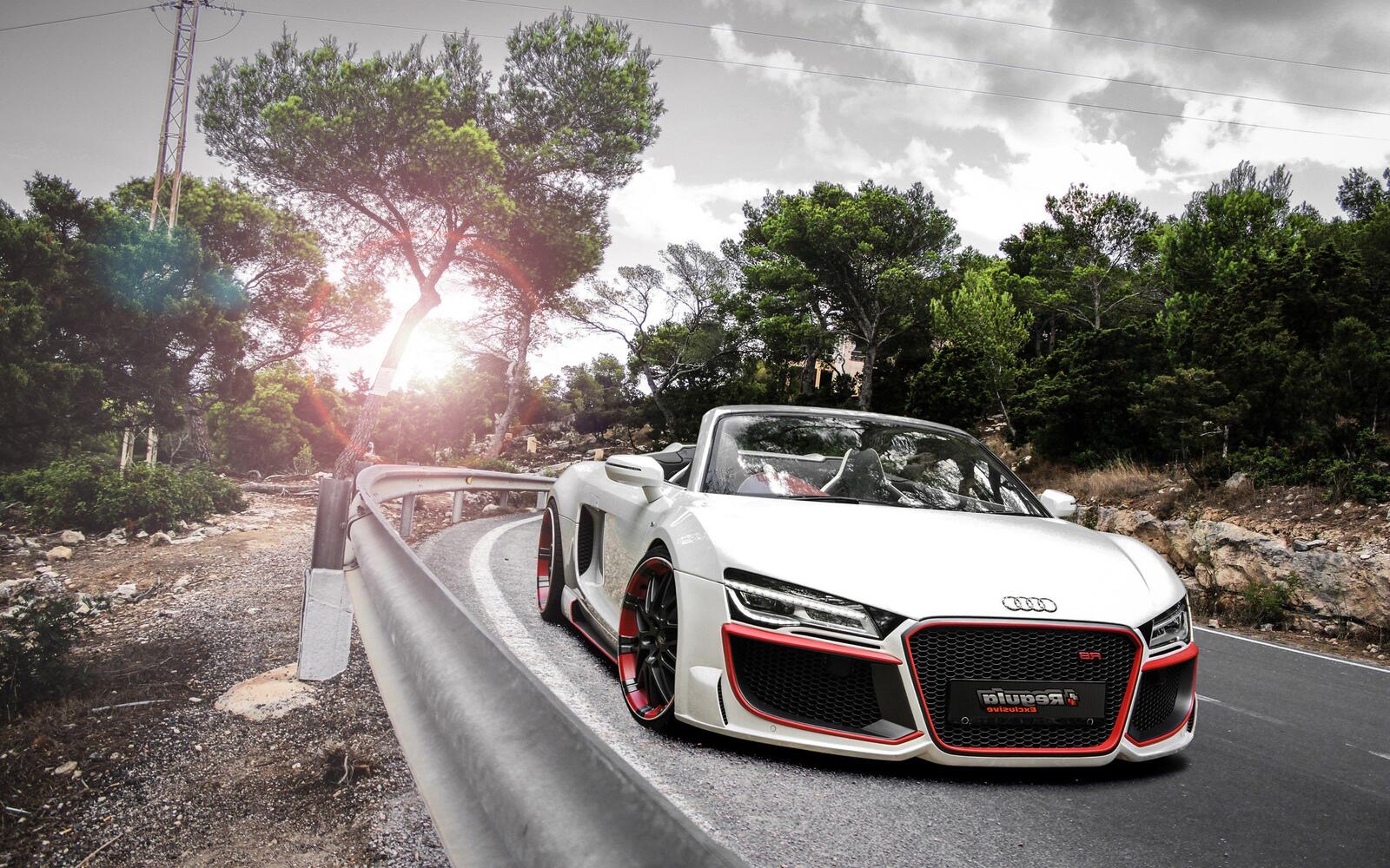 Wallpapers Audi R8 white road on the desktop