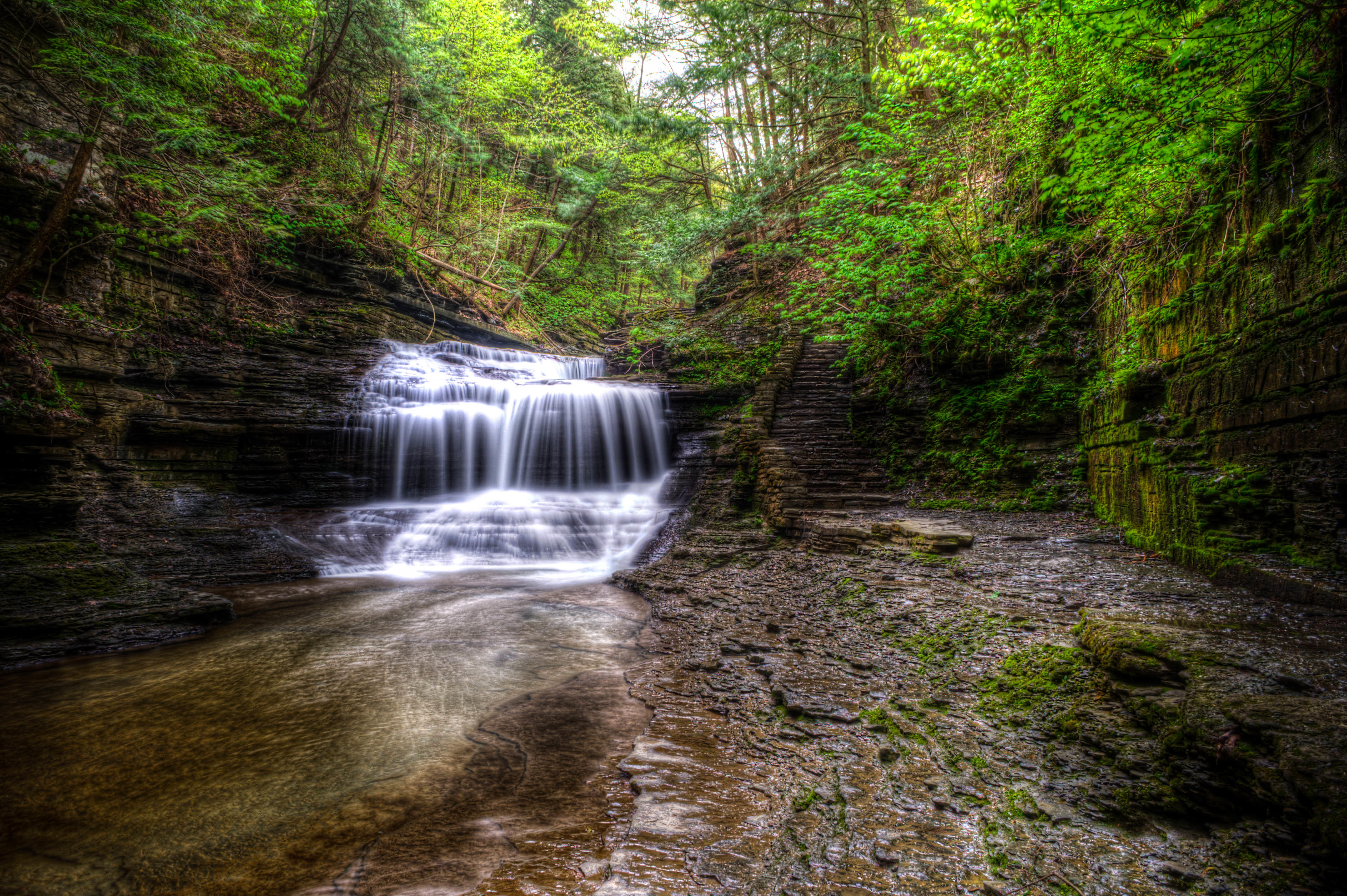 Фото бесплатно пейзаж, водопад в лесу, водопад