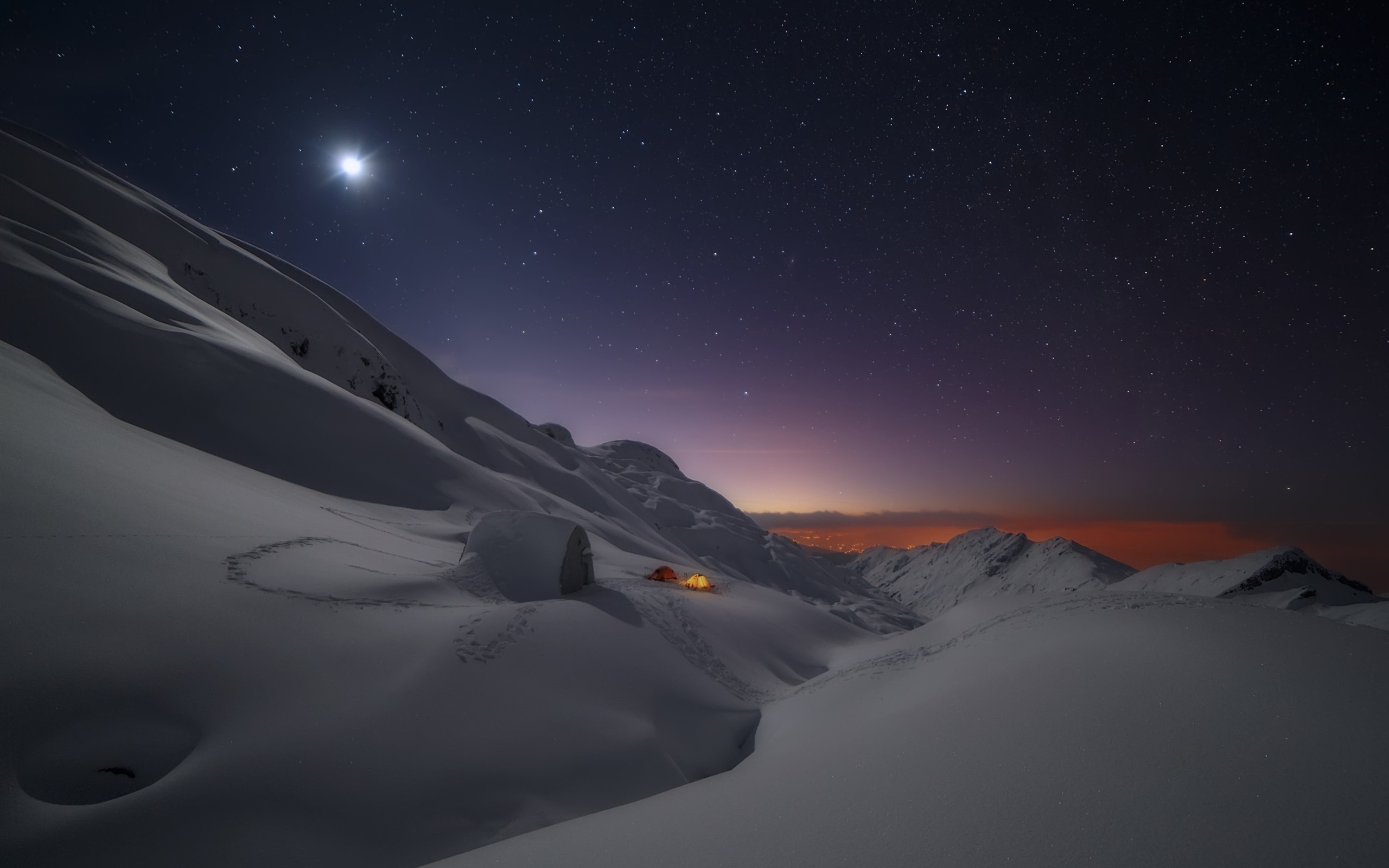 Wallpapers wallpaper stars snow camping on the desktop