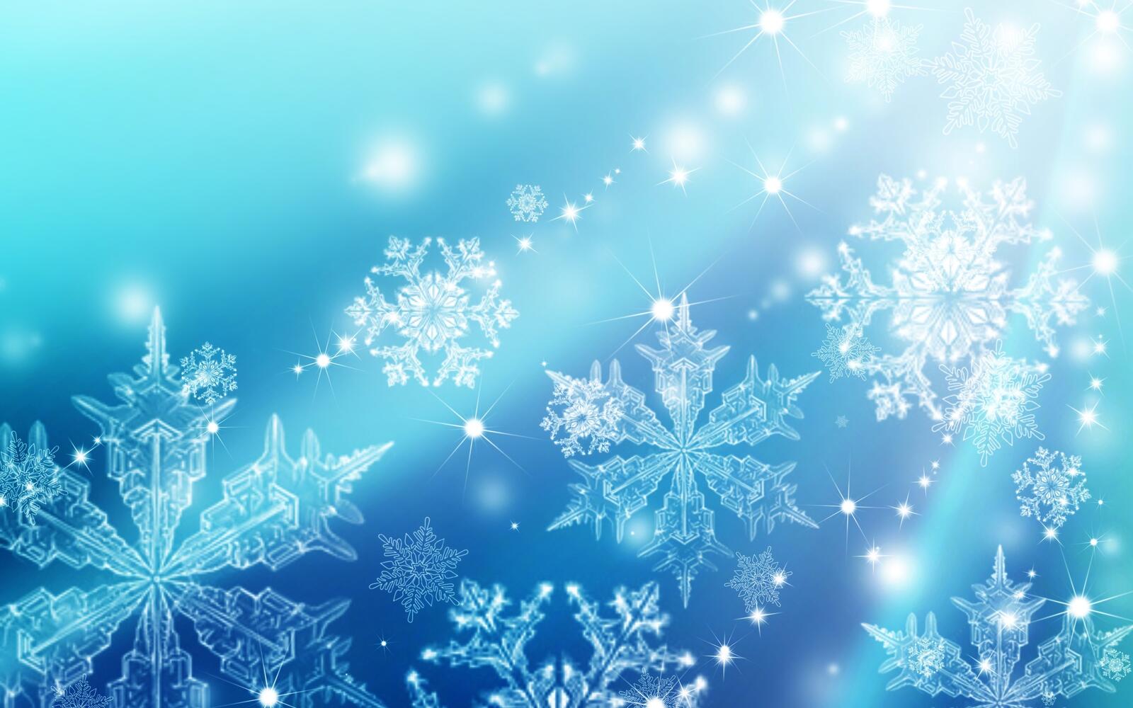 Wallpapers snowflakes frost blue background on the desktop
