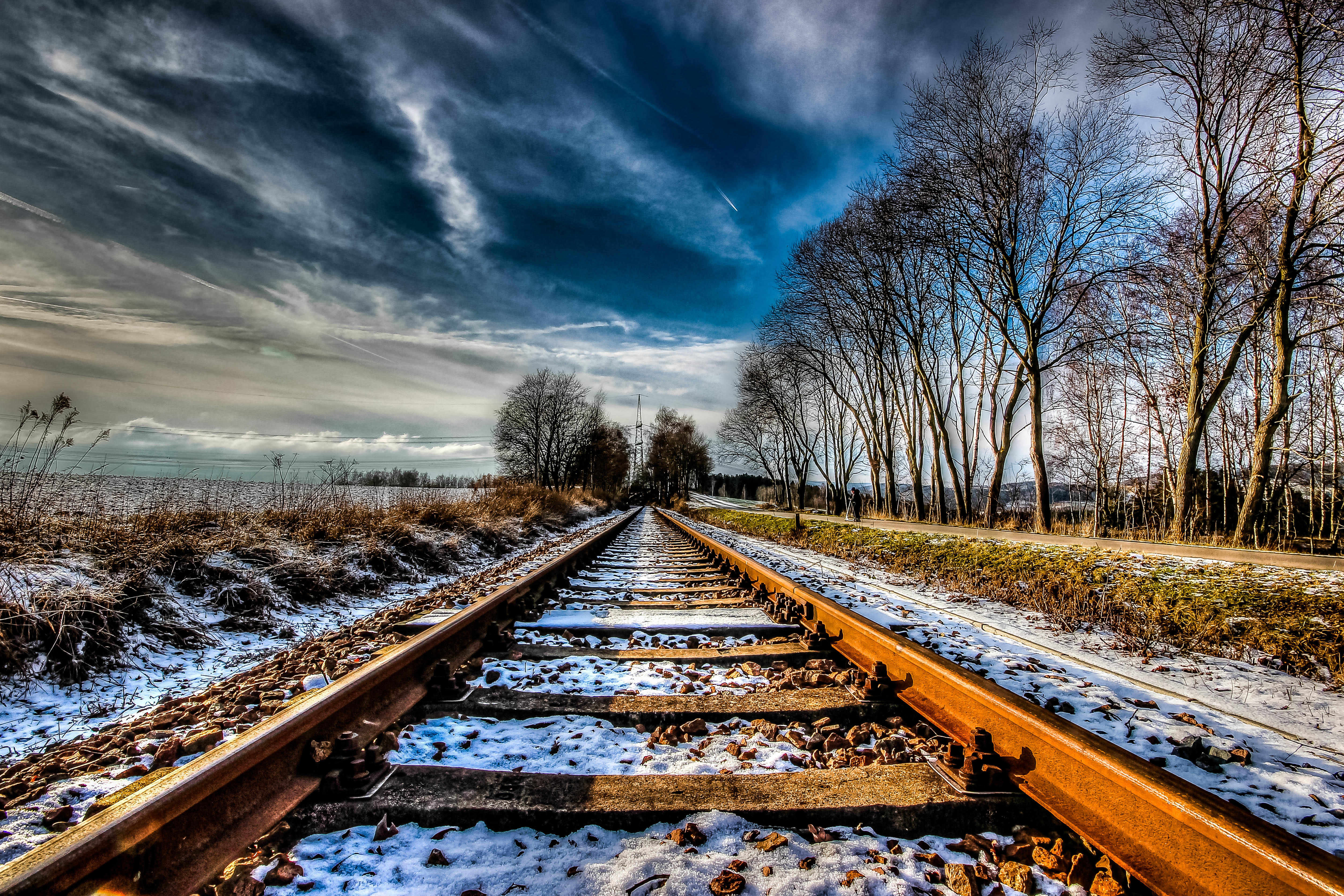 Обои зима железная дорога пейзаж на рабочий стол