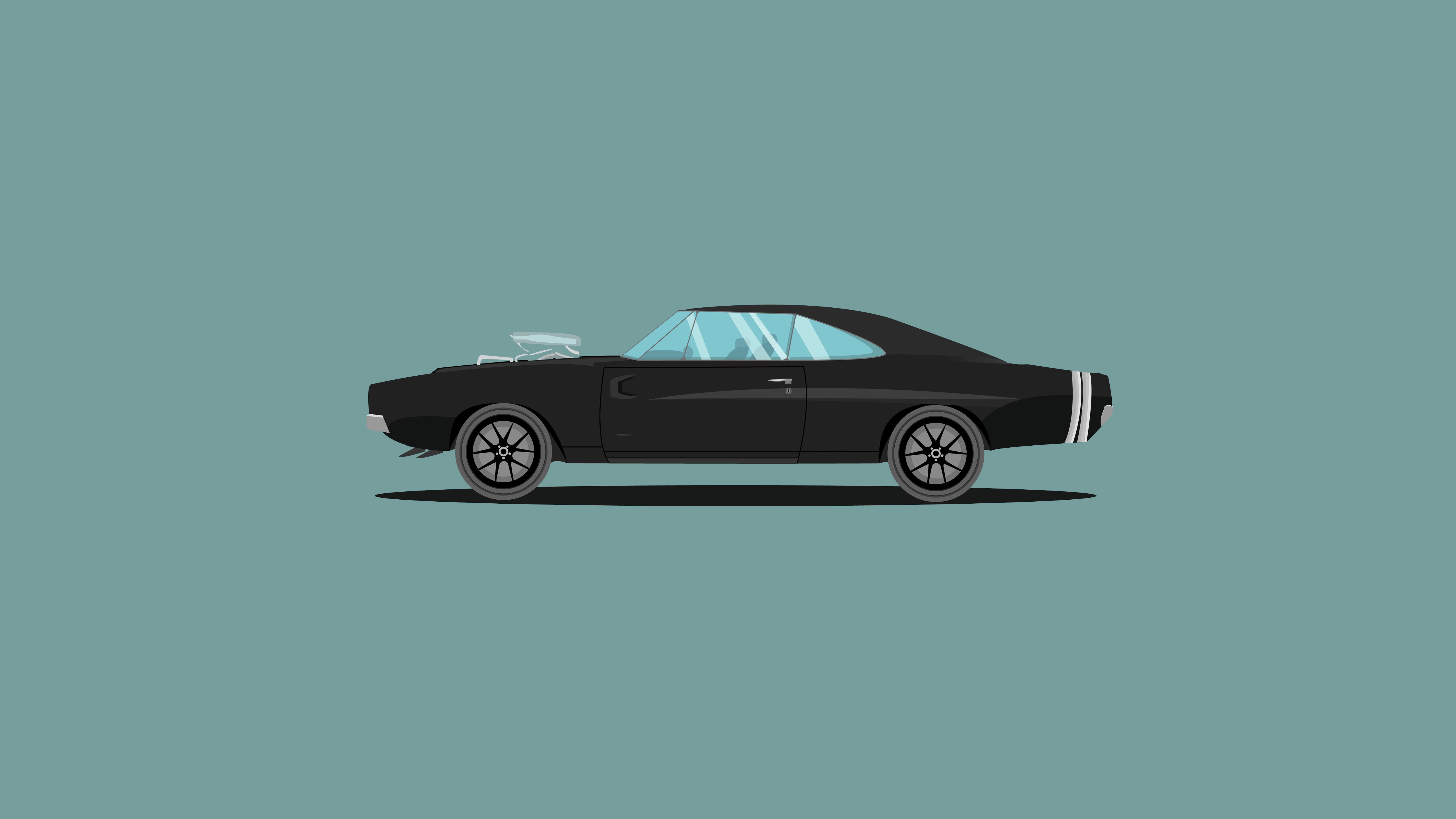 Бесплатное фото Рендеринг картинка черного Dodge Charger