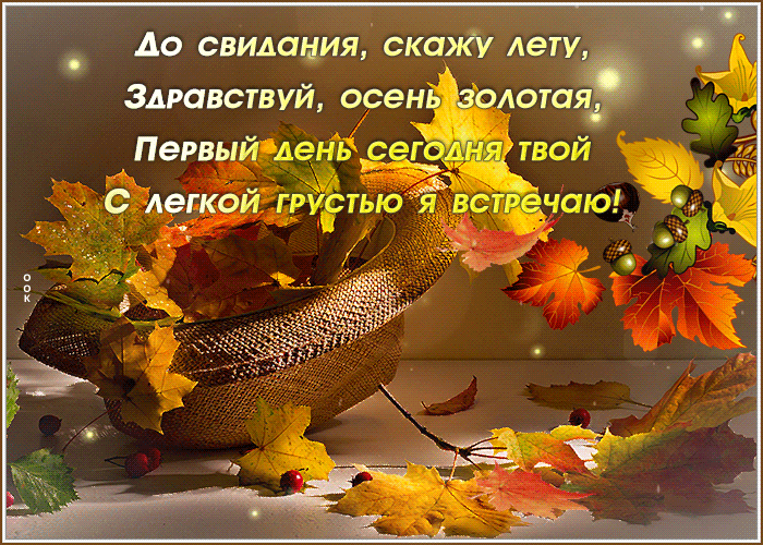 Postcard free animation picture about autumn with a wish, maple leaves, autumn
