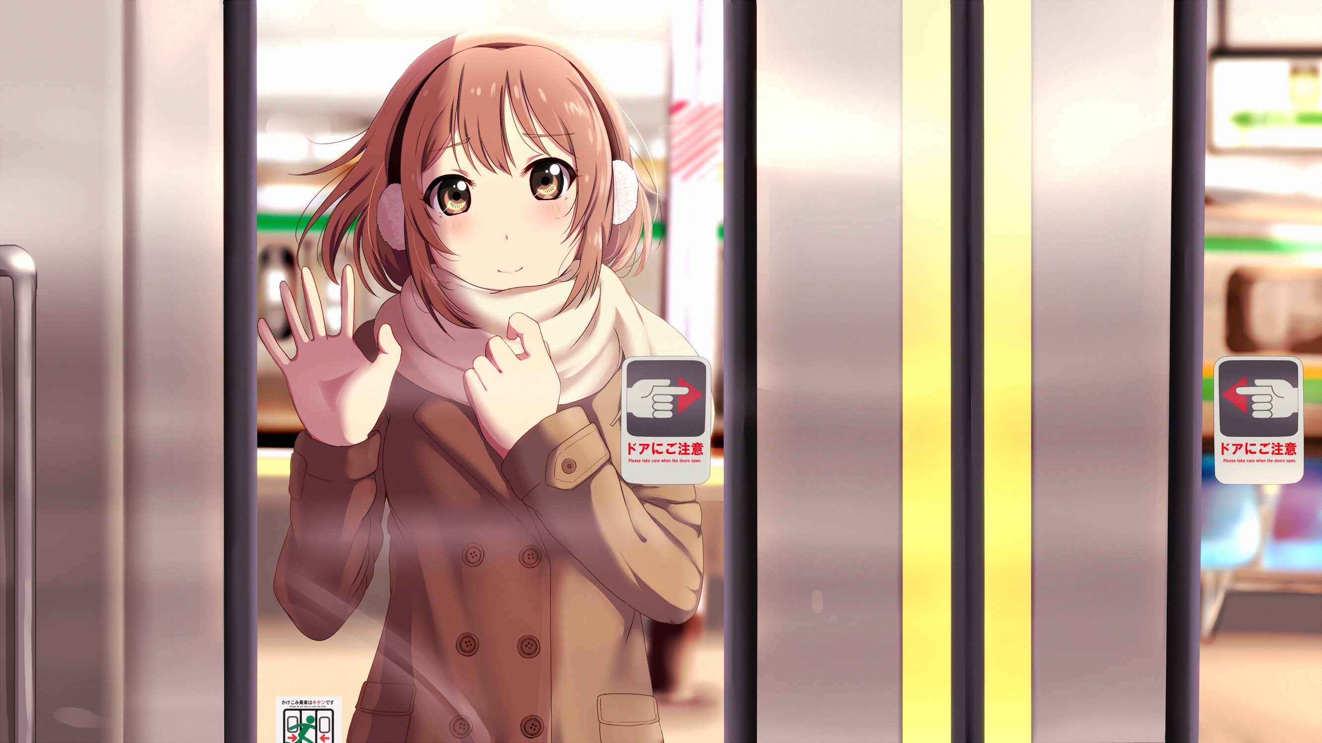 Wallpapers anime girl scarf winter on the desktop