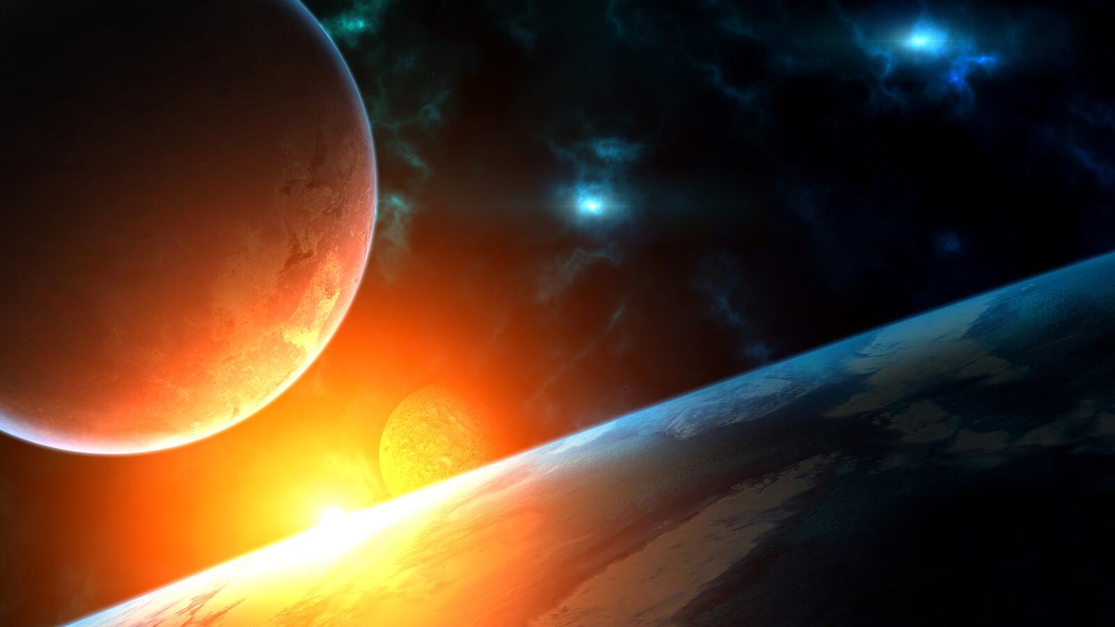 Wallpapers galaxy planets sun on the desktop