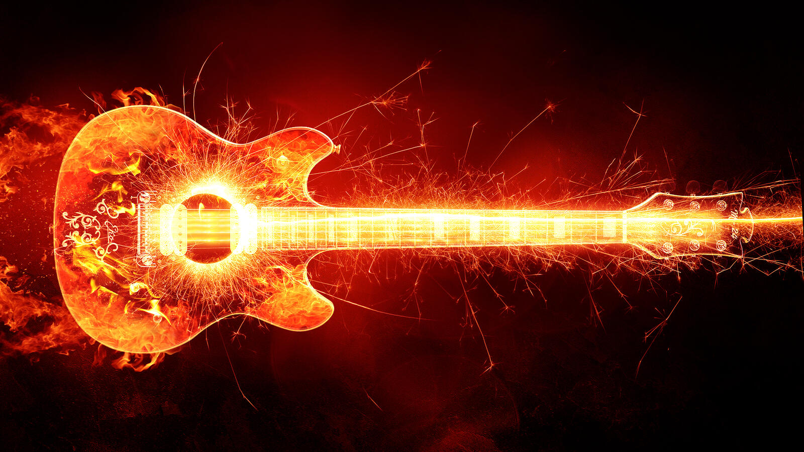 Wallpapers guitar flame creative on the desktop