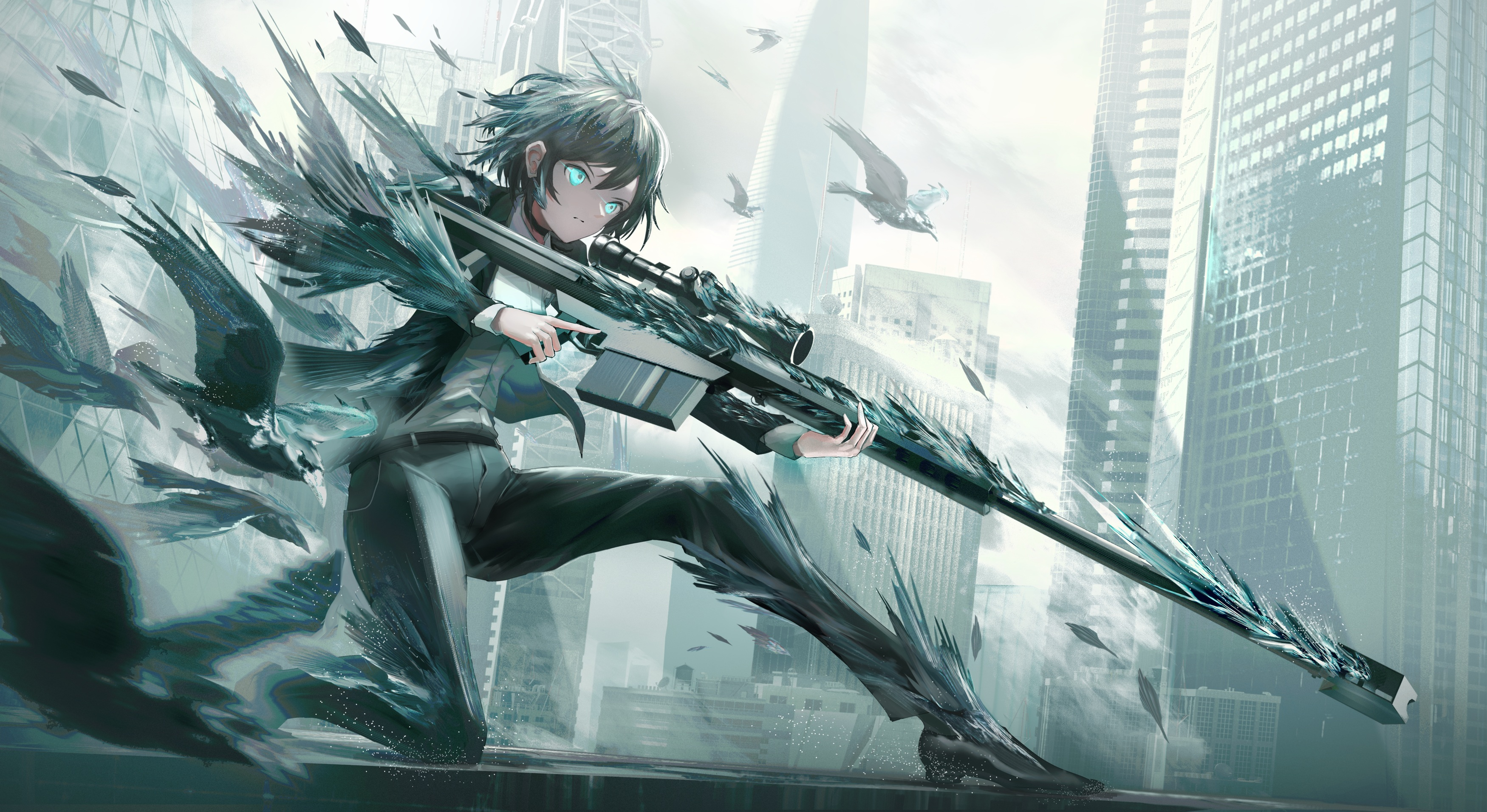 Photo free wallpaper cool anime girl, crows, costume