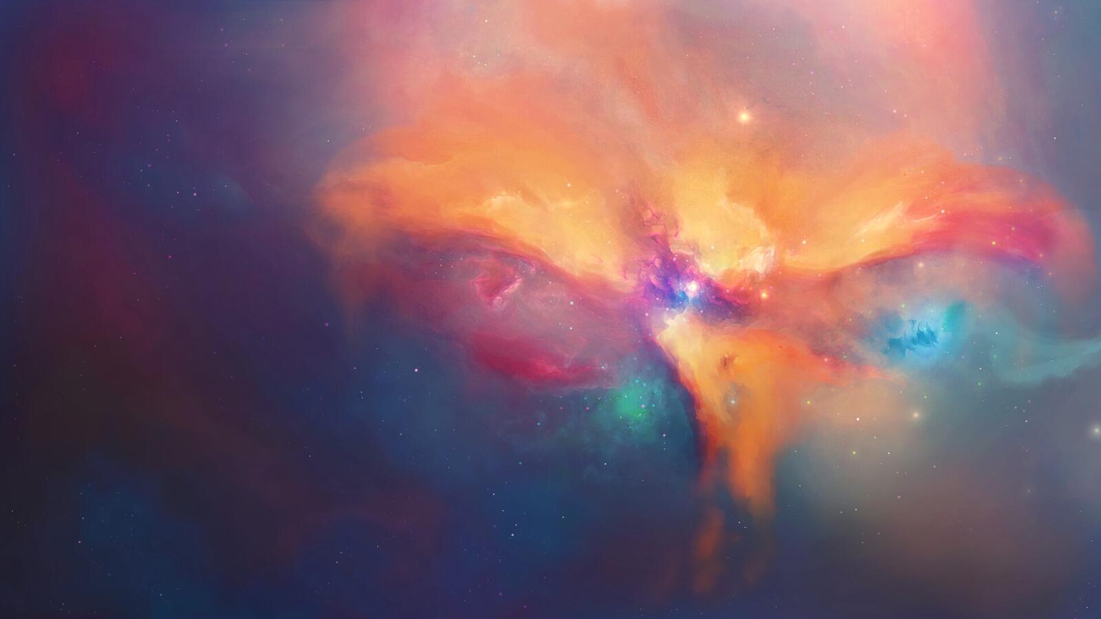 Wallpapers colorful nebula galaxy glowing stars on the desktop