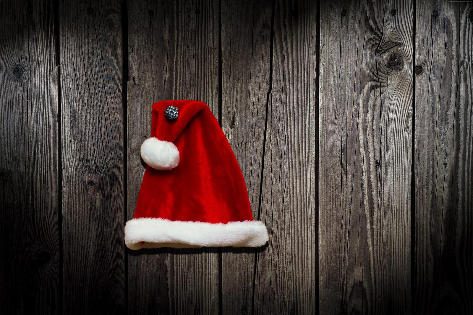 Wallpapers new year`s hat wooden background new year on the desktop