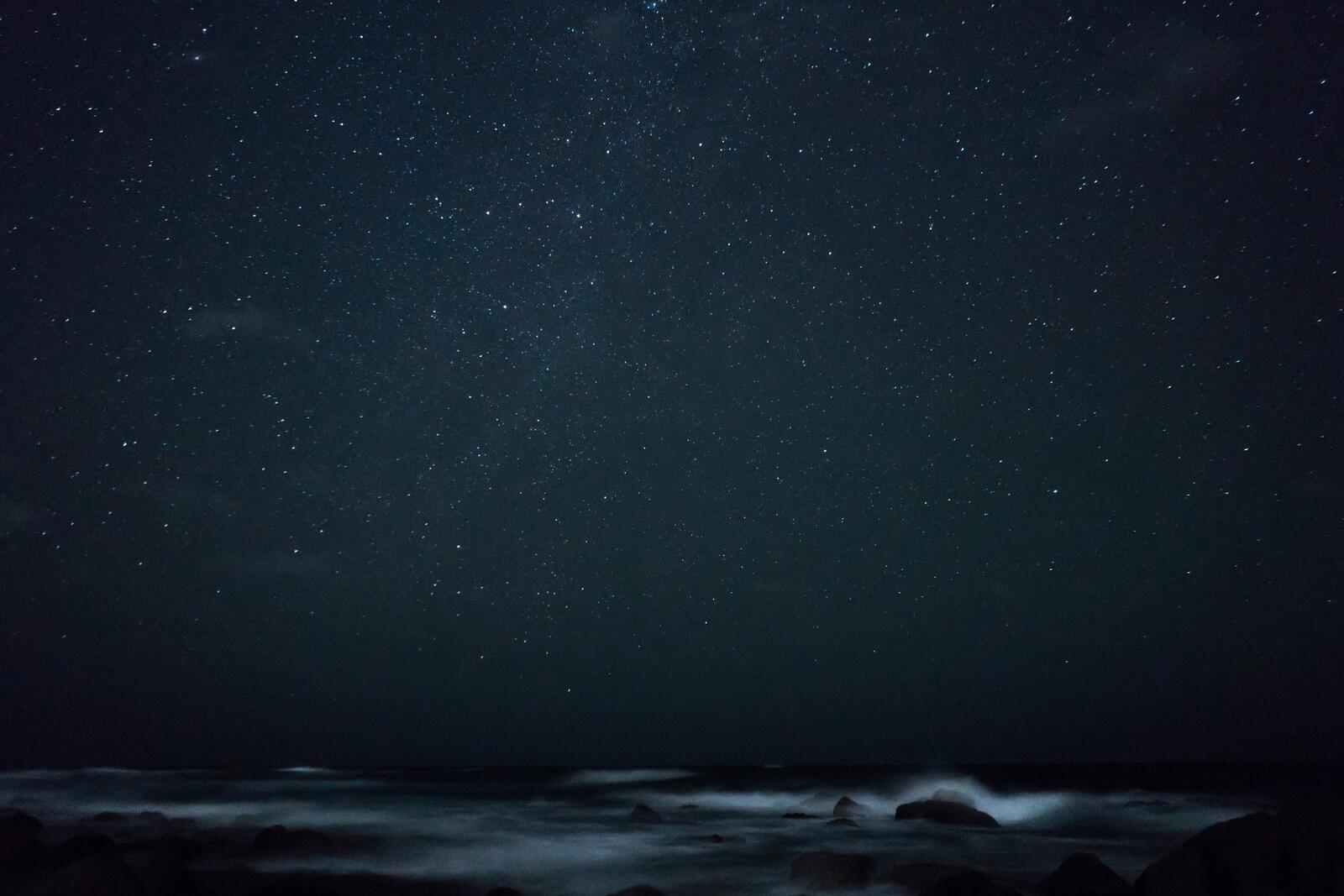 Free photo The ocean and the starry sky