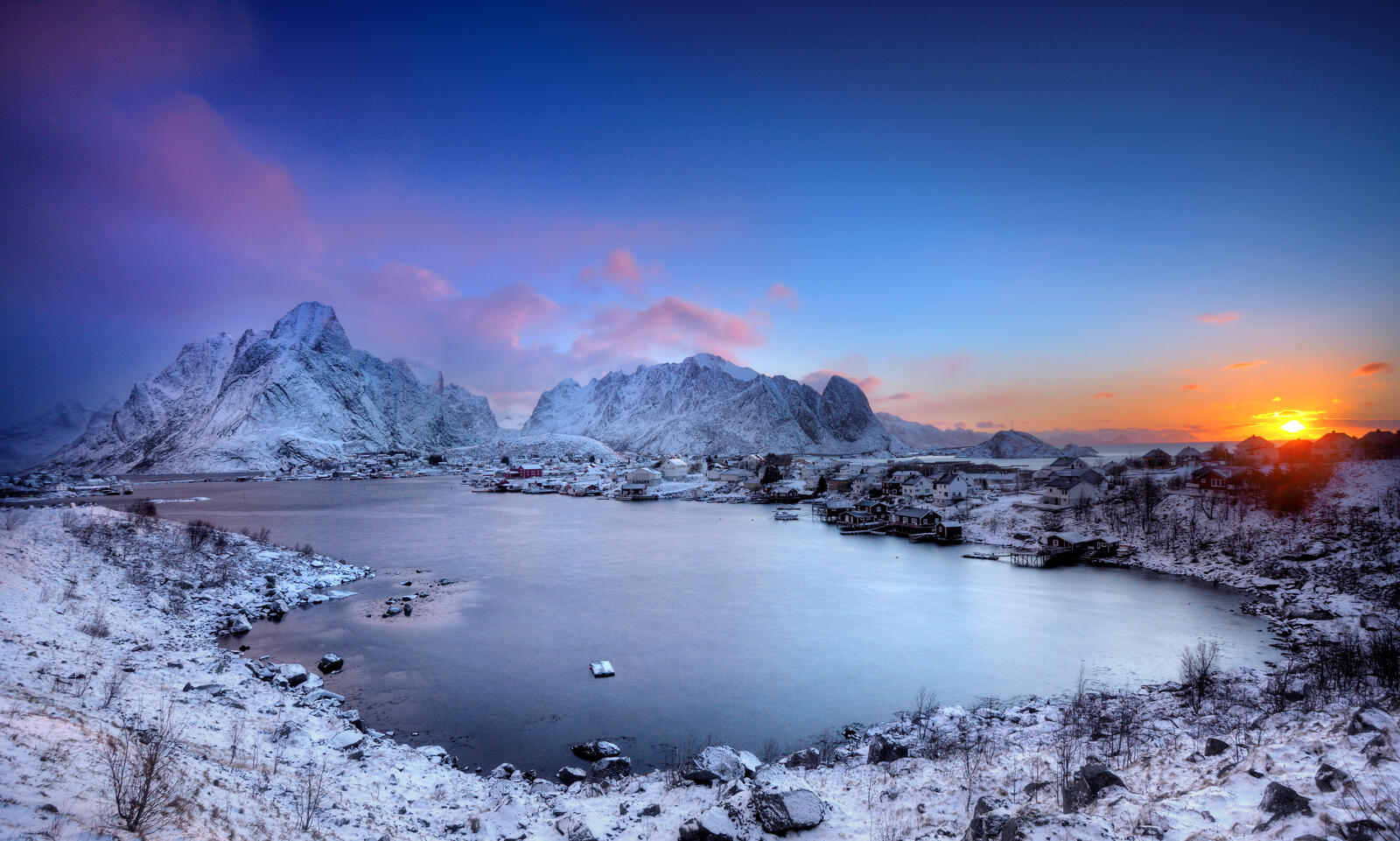 Обои Lofoten Islands зима Norway на рабочий стол