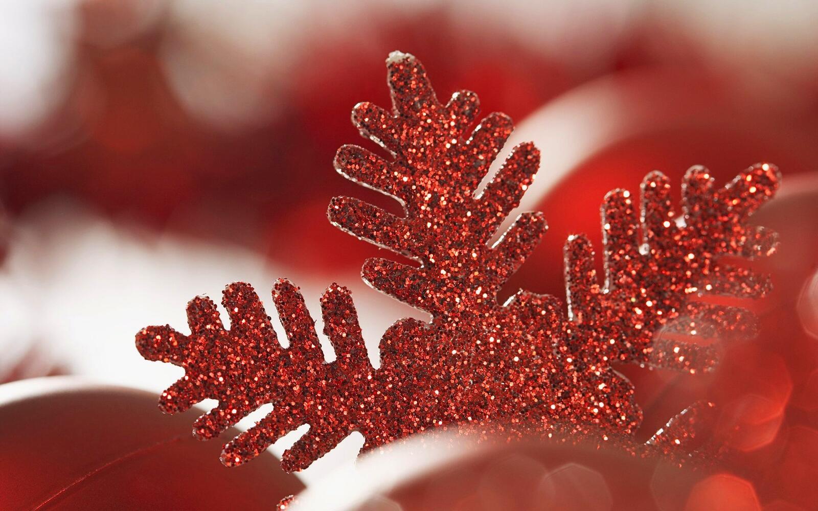 Wallpapers snowflake shiny red on the desktop