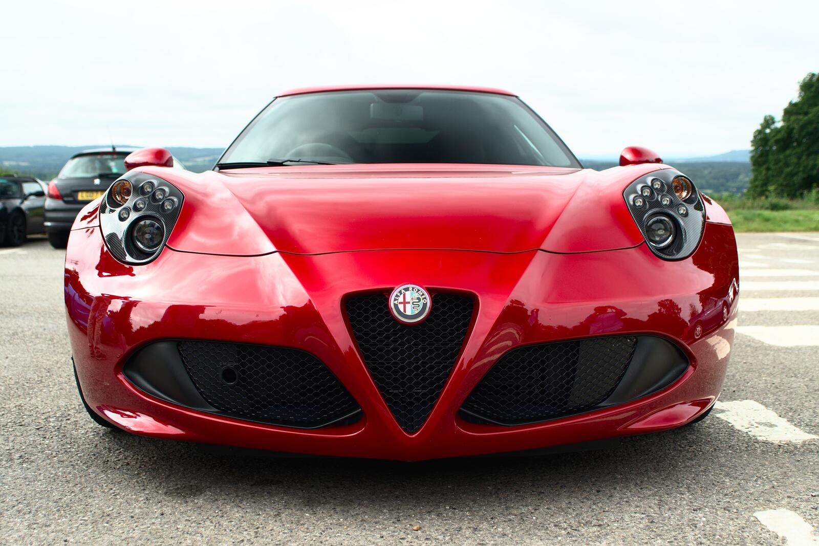 Wallpapers alfa romeo red front view on the desktop